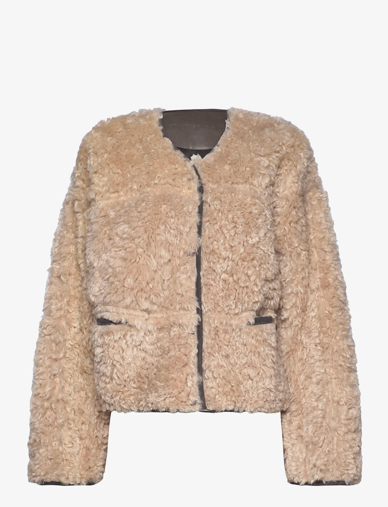 Stand Studio - Charmaine Jacket - fake fur jakker - natural beige/mole grey - 0