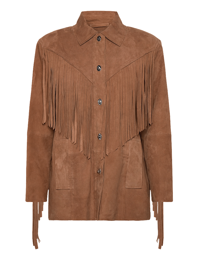 Stand Studio - Estee Fringe Jacket - pavasarinės striukės - desert tan - 1