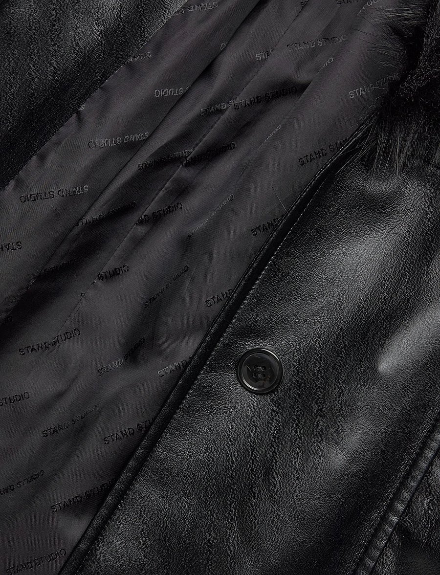 Stand Studio - Estella Coat - kunstpelz - black/black - 4
