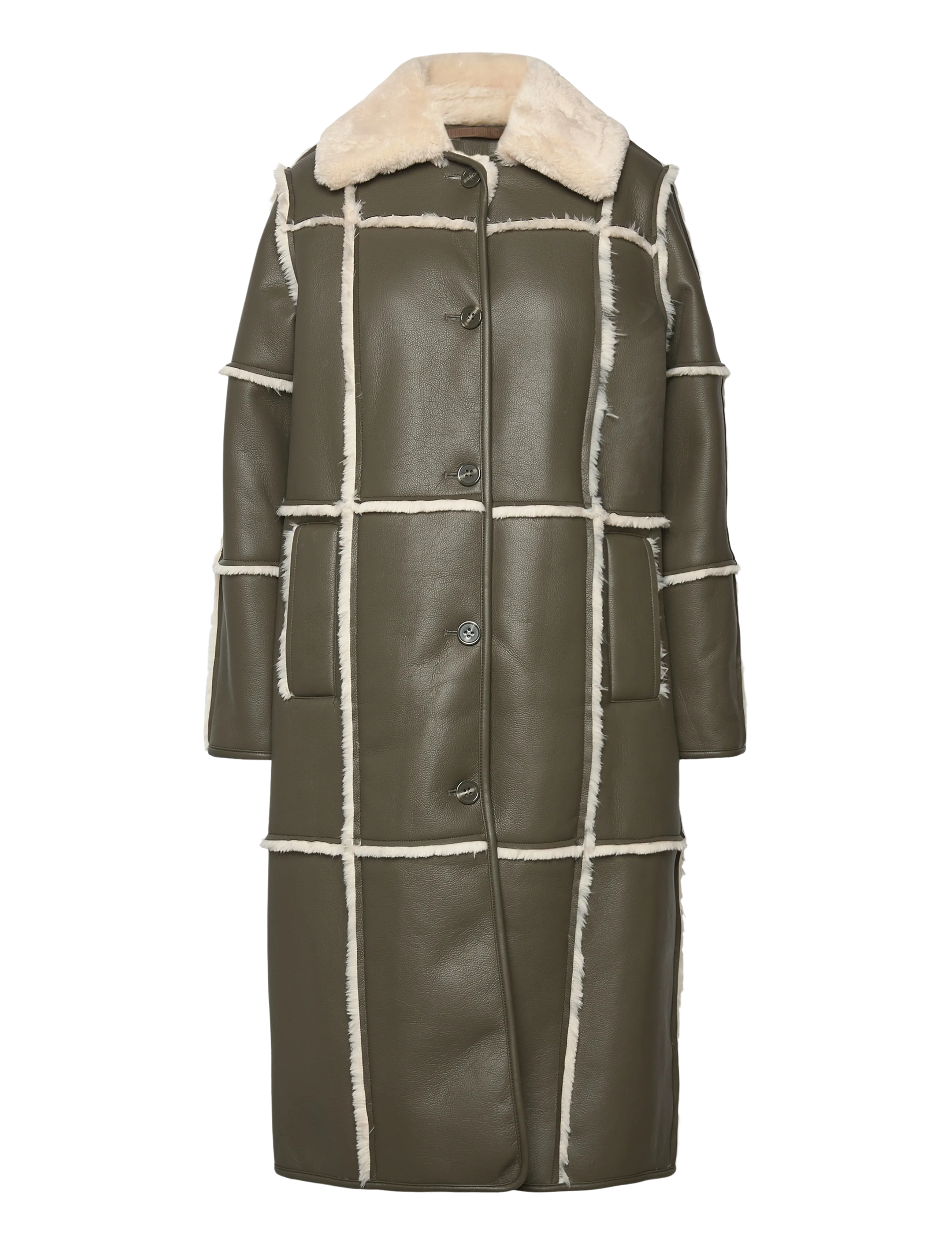 Stand Studio Patty Coat, 36, Jackets, Khakigrün - Leather, Frauen