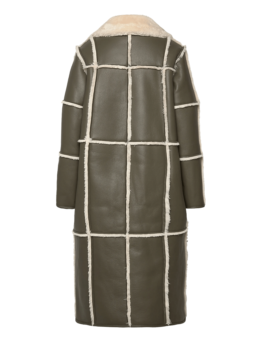 Stand Studio - Patty Coat - villased mantlid - dark taupe/off white - 1