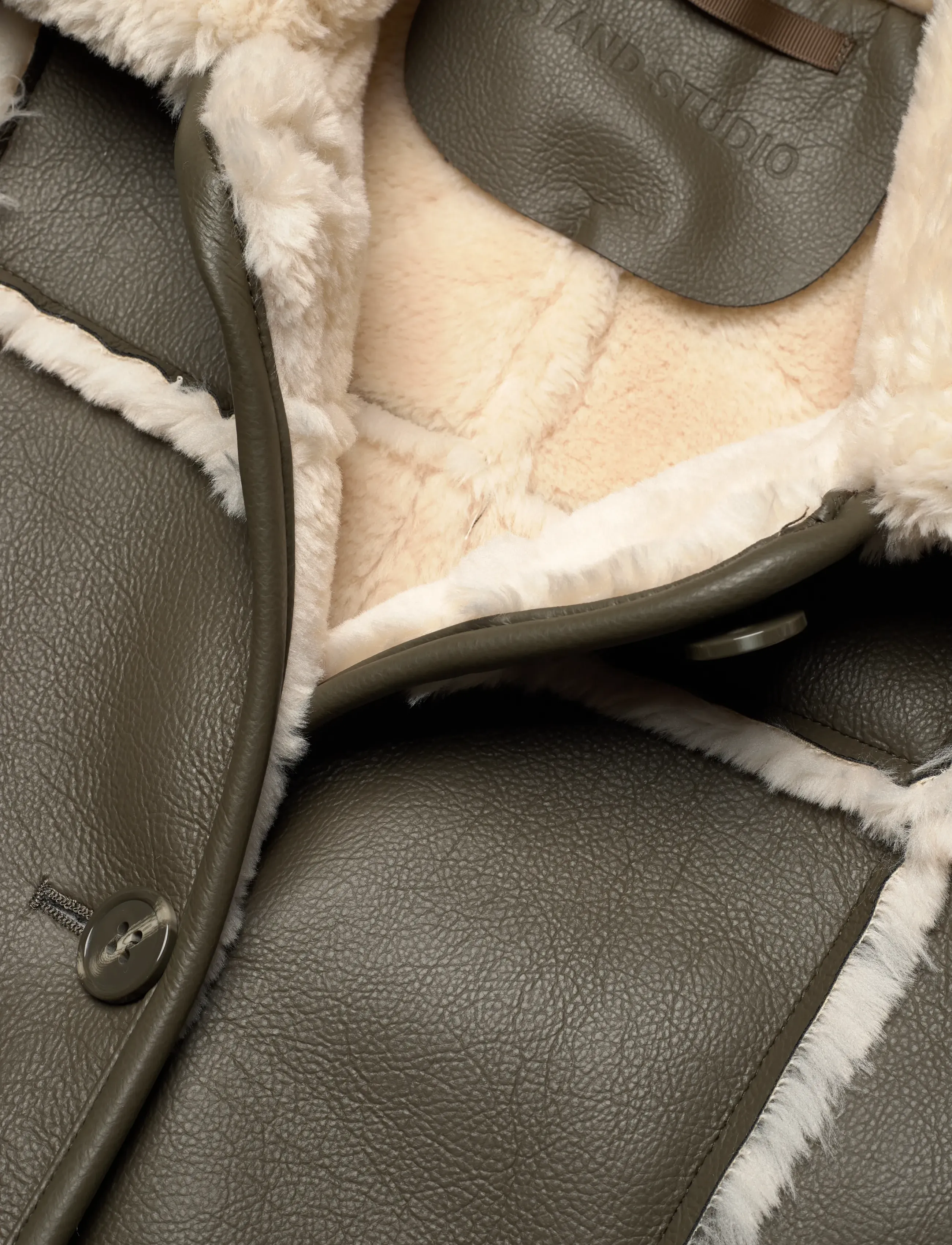 Stand Studio - Patty Coat - ytterkläder - dark taupe/off white - 2