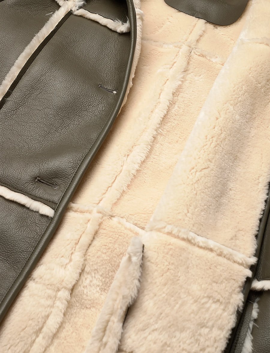 Stand Studio - Patty Coat - villased mantlid - dark taupe/off white - 4
