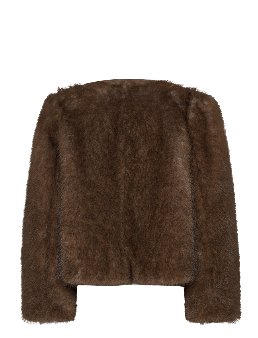 Stand Studio - Sadie Cropped Jacket - faux fur - natural brown - 2
