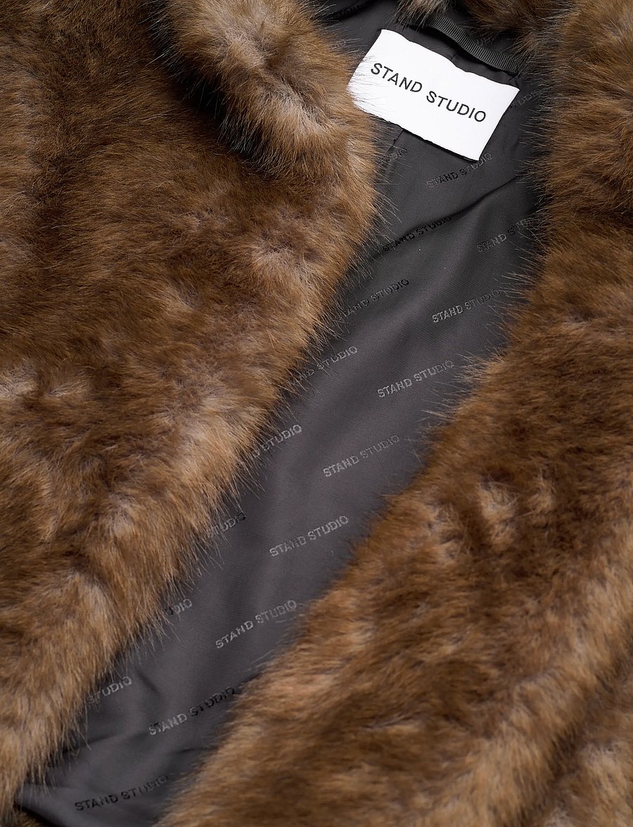 Stand Studio - Sadie Cropped Jacket - faux fur - natural brown - 5