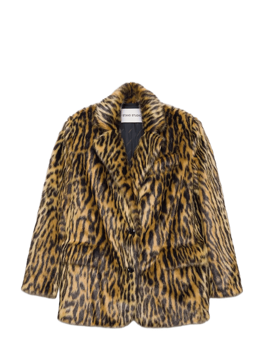 Stand Studio - Emmie Fur Blazer - enkeltradede blazere - leo - 0