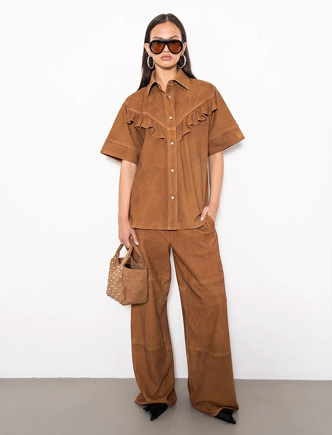 Stand Studio Shannon Shirt, 40, Brown, Skjorter > Kortærmede, Dame