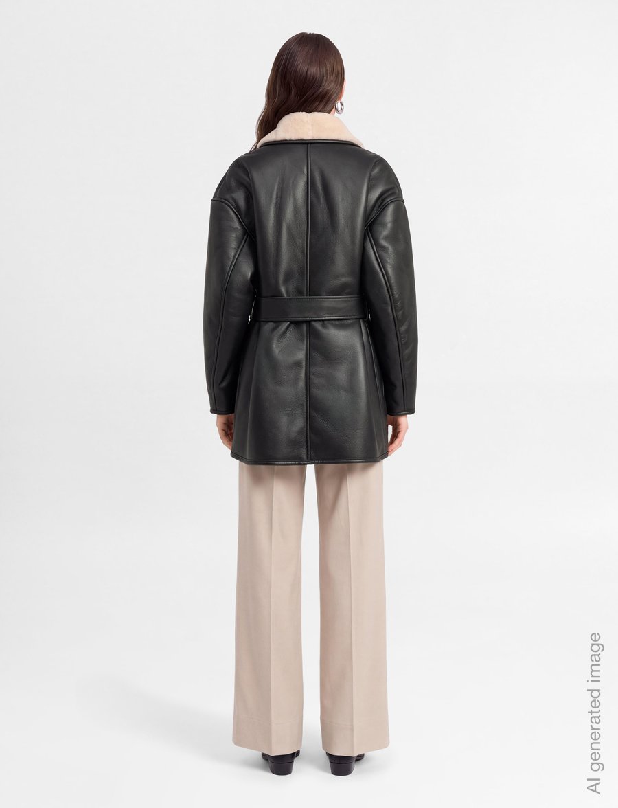Stand Studio - Kathi Jacket - lederjacken - black/beige - 4