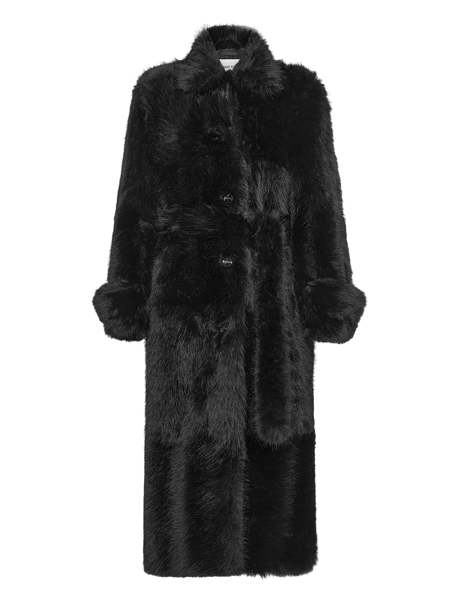 Stand Studio - Hana Coat - sztuczne futro - black - 0