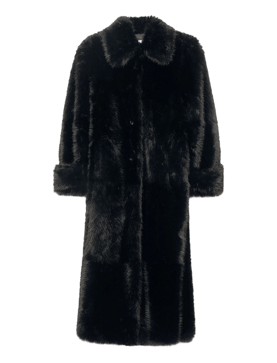 Stand Studio - Hana Coat - kunstkarusnahk - black - 0