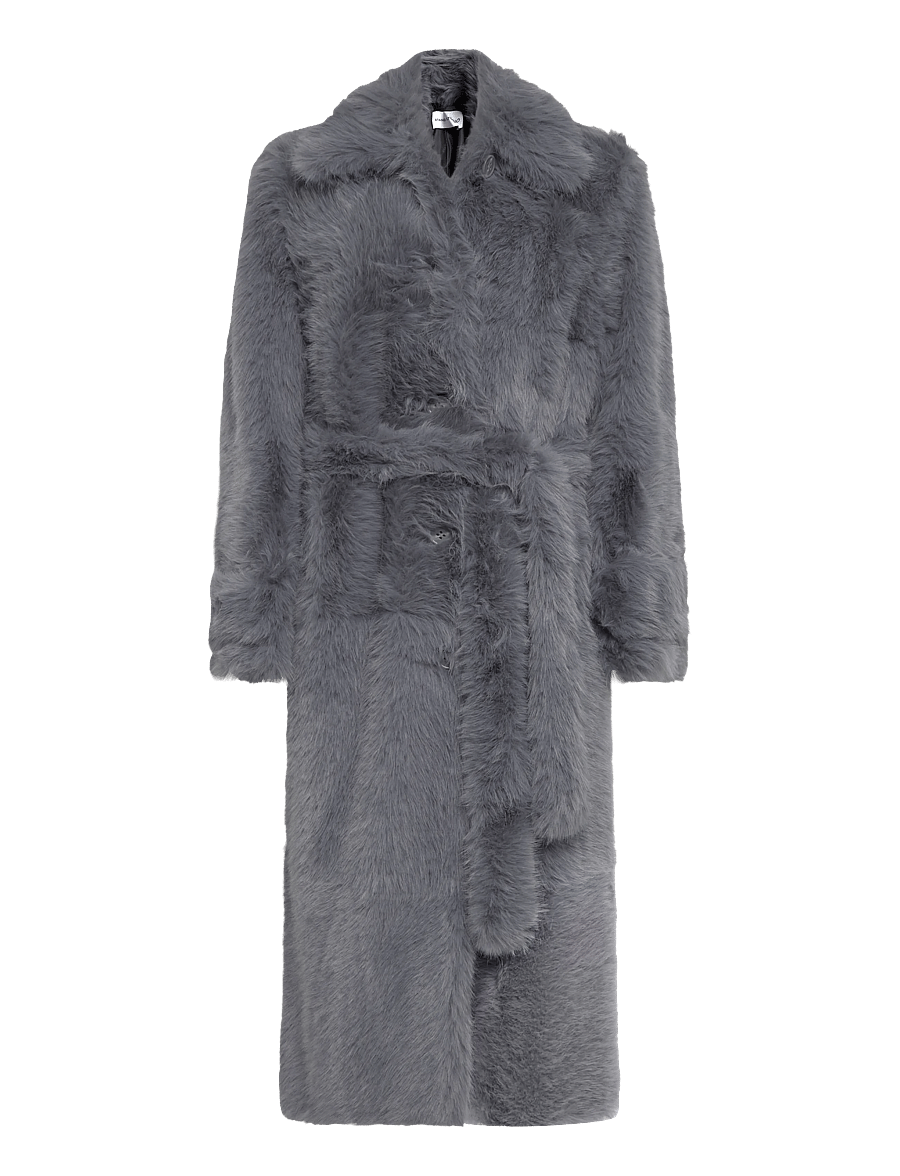 Stand Studio - Hana Coat - kunstkarusnahk - dove blue - 0