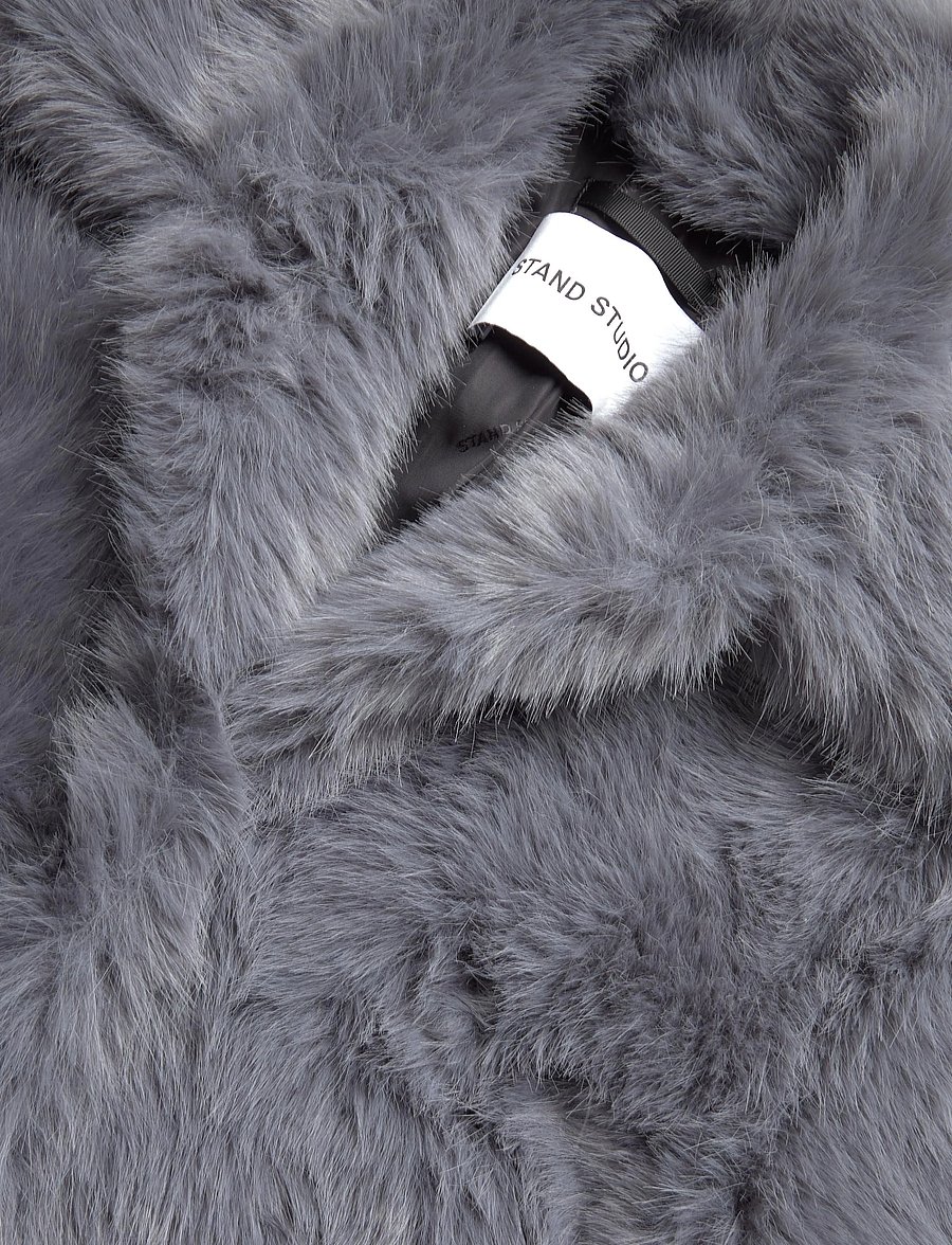 Stand Studio - Hana Coat - kunstkarusnahk - dove blue - 2