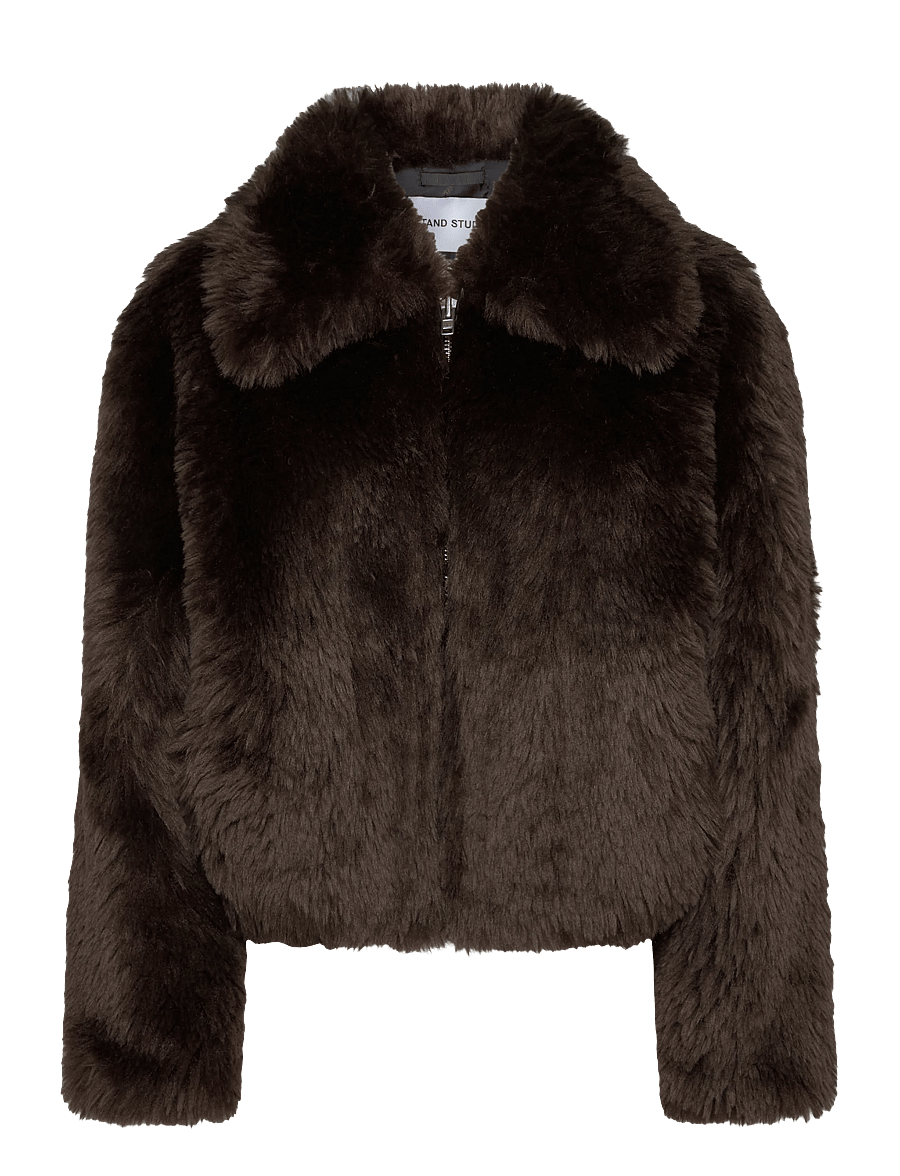 Stand Studio - Aya Jacket - kunstkarusnahk - dark brown - 0