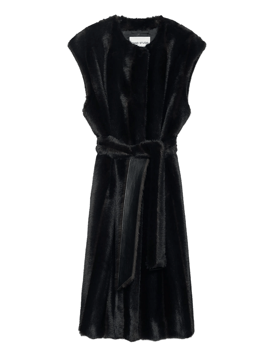 Stand Studio - Klara Vest - faux fur - dark brown - 0