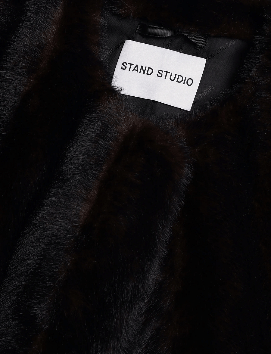 Stand Studio - Klara Vest - imitatiebont jassen - dark brown - 2