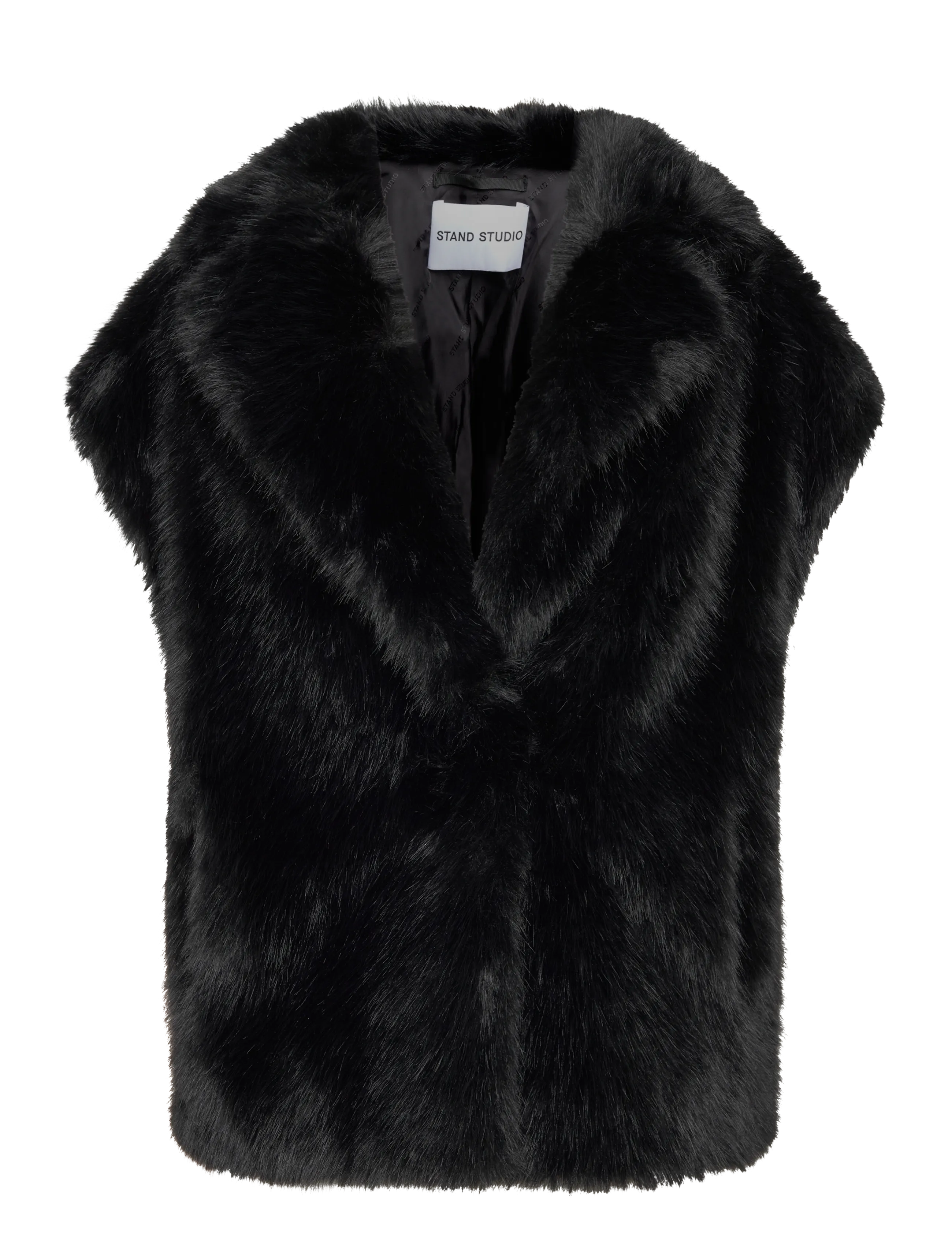 Stand Studio Kinley Vest - Fuskpäls - BLACK / black