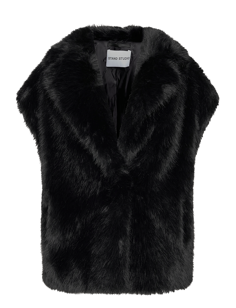 Stand Studio - Kinley Vest - fuskepels - black - 0