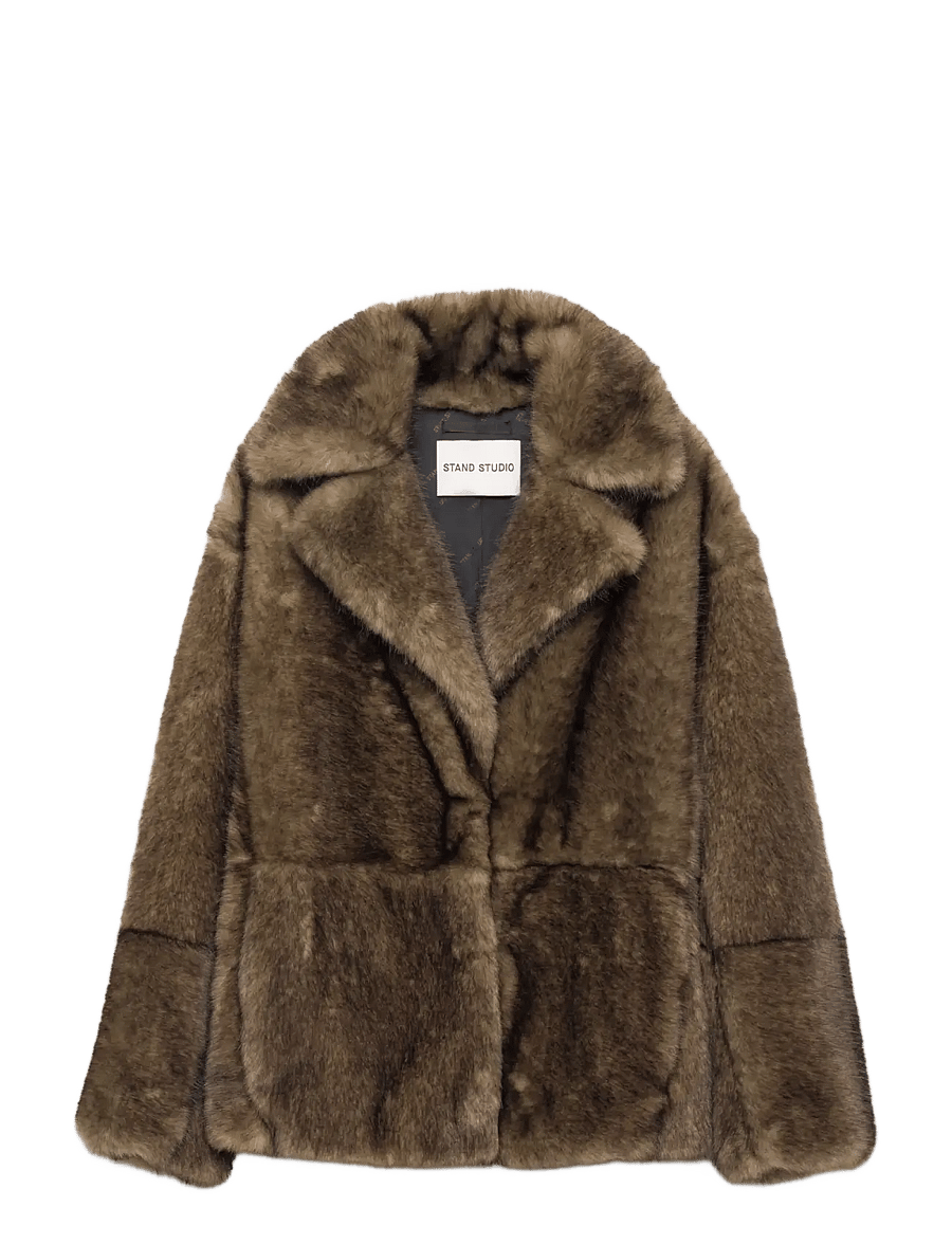 Stand Studio - Silena Jacket - kunstkarusnahk - beige - 0