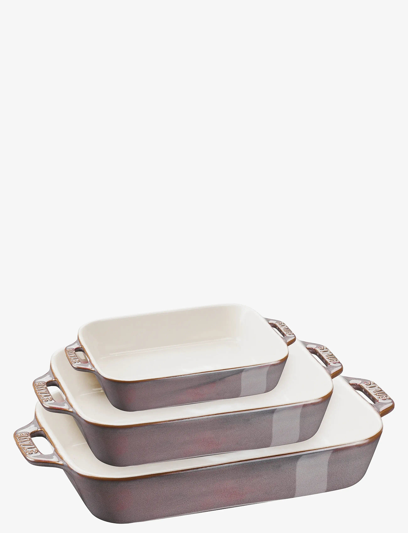 STAUB - Set med Ancient Grey rektangulära ugnsformar 3-delar - pajad - grey - 0
