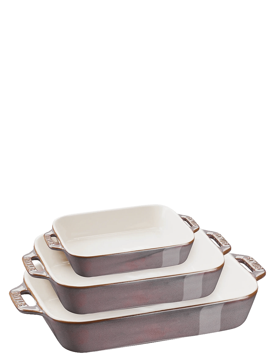 STAUB - Set med Ancient Grey rektangulära ugnsformar 3-delar - sõbrapäeva kingitused - grey - 1