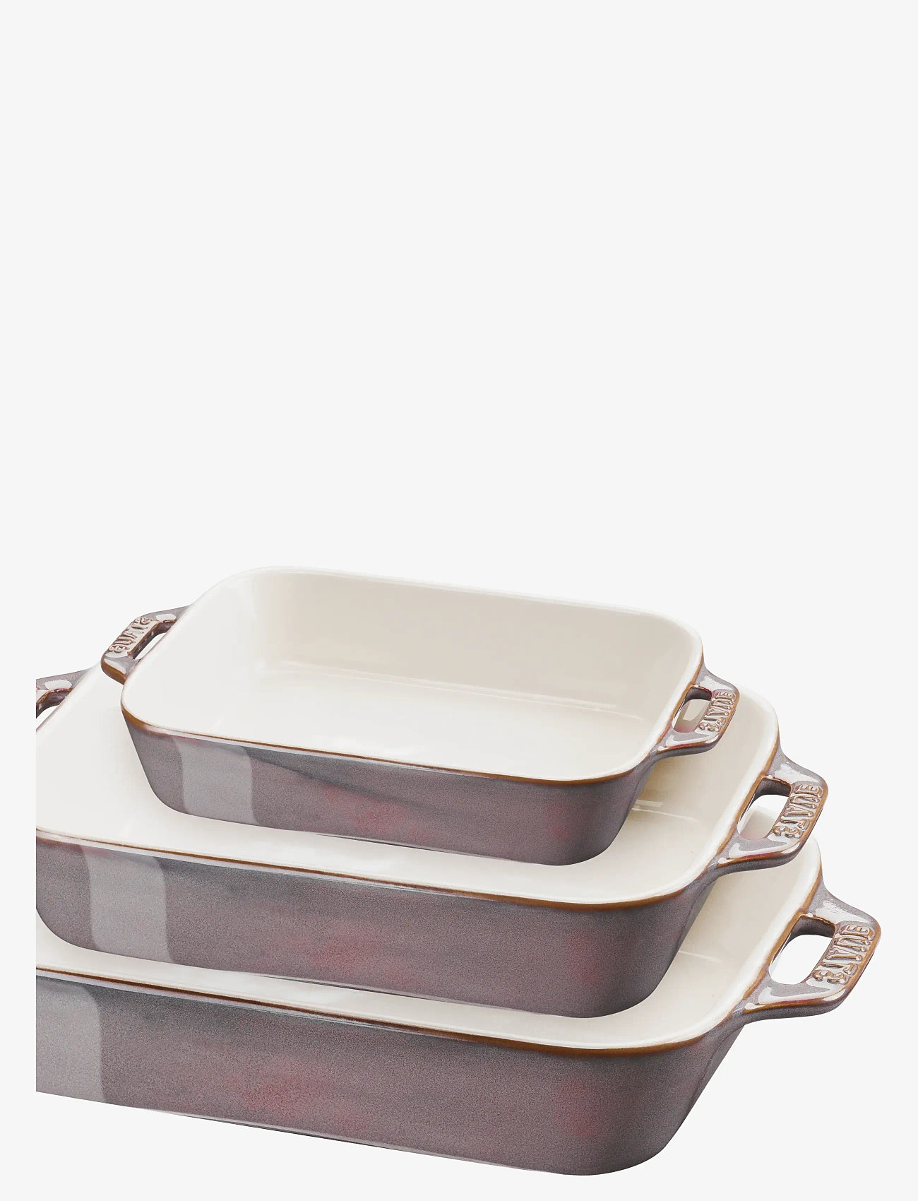 STAUB - Set med Ancient Grey rektangulära ugnsformar 3-delar - pajad - grey - 1