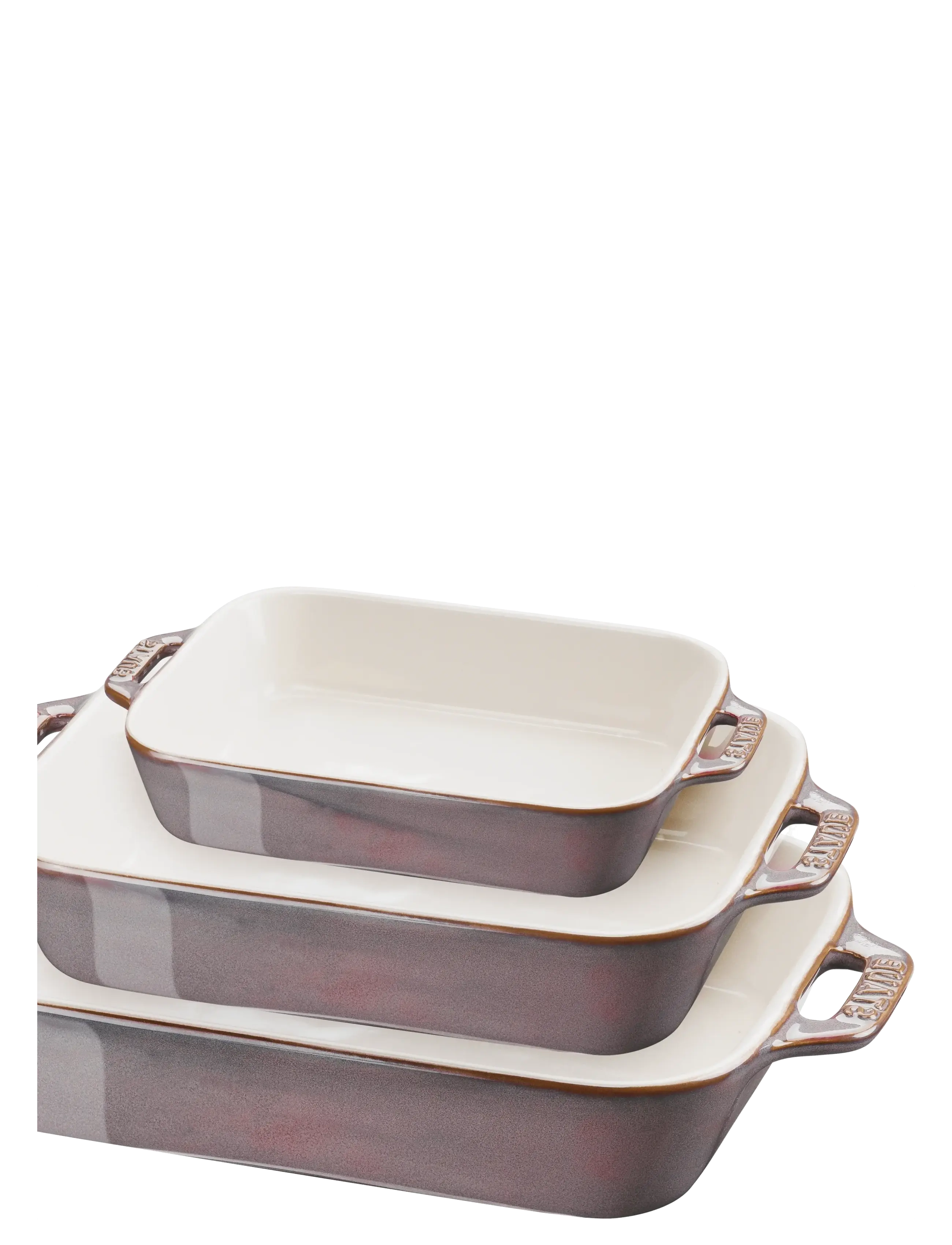 STAUB - Set med Ancient Grey rektangulära ugnsformar 3-delar - grey - 2