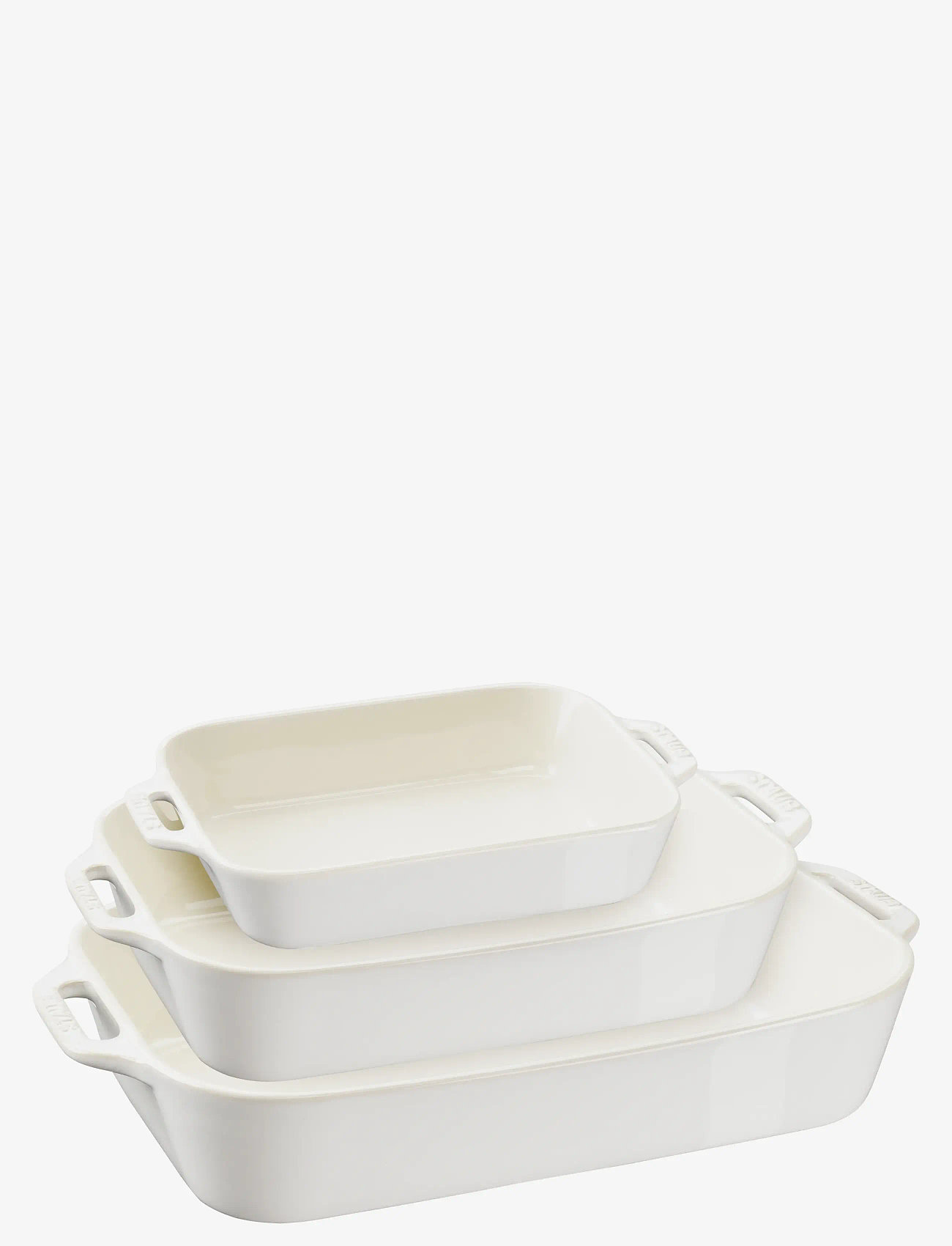 STAUB - Set med Ivory White rektangulära ugnsformar 3-delar - casserole dishes - white - 0