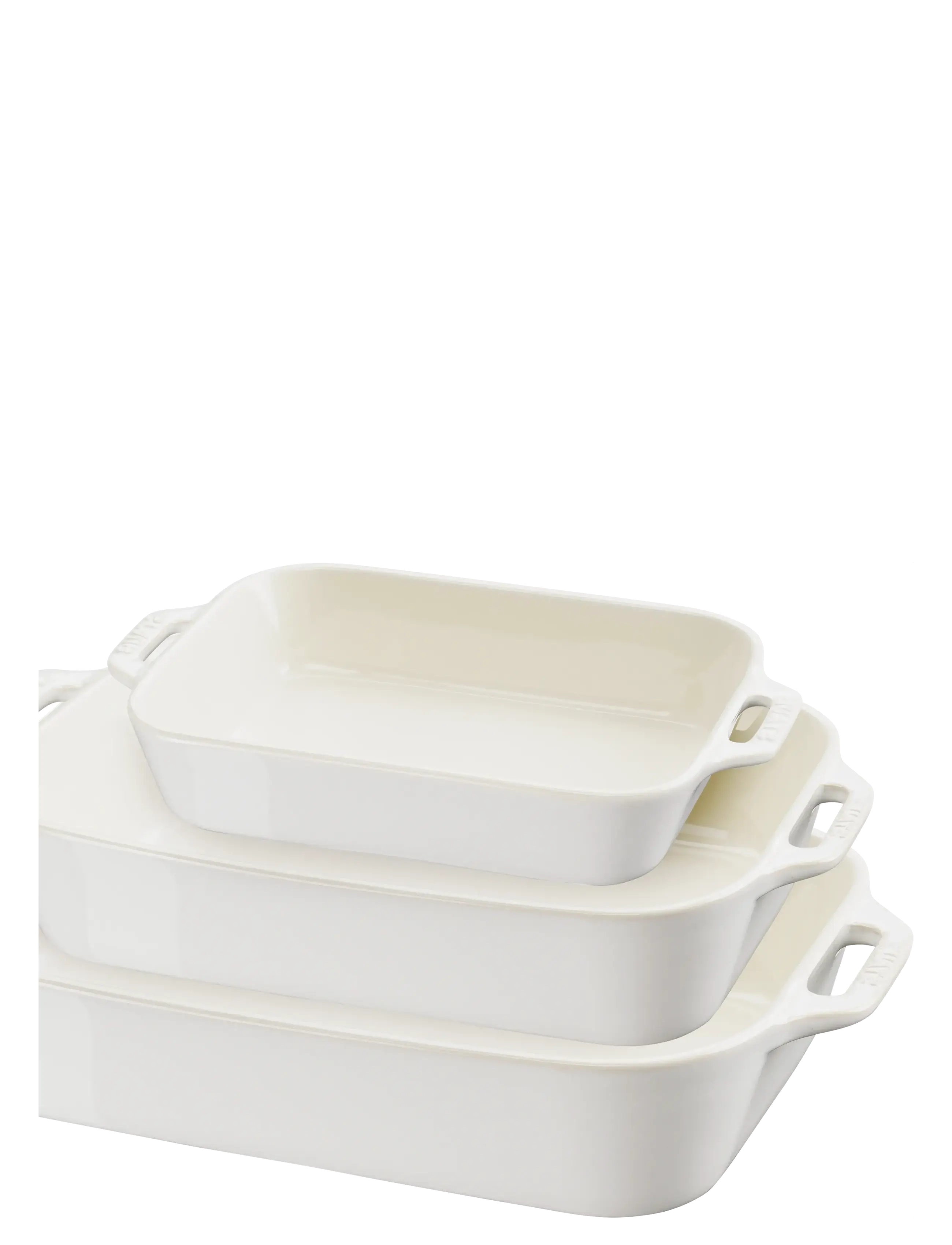 STAUB - Set med Ivory White rektangulära ugnsformar 3-delar - white - 2