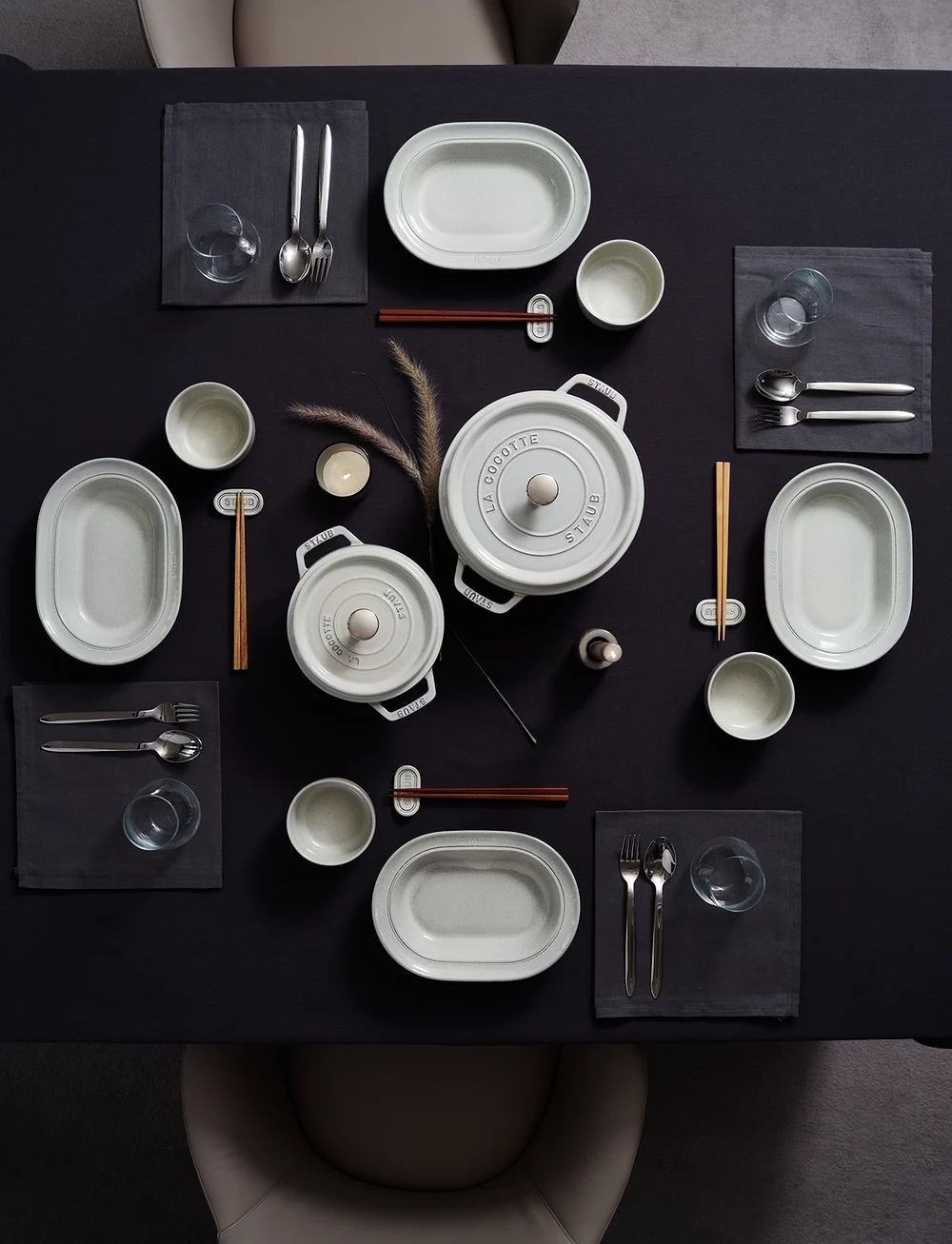 STAUB - Staub, Cutlery rest set 4 -p, white truffle - eßstäbchen - grey - 3