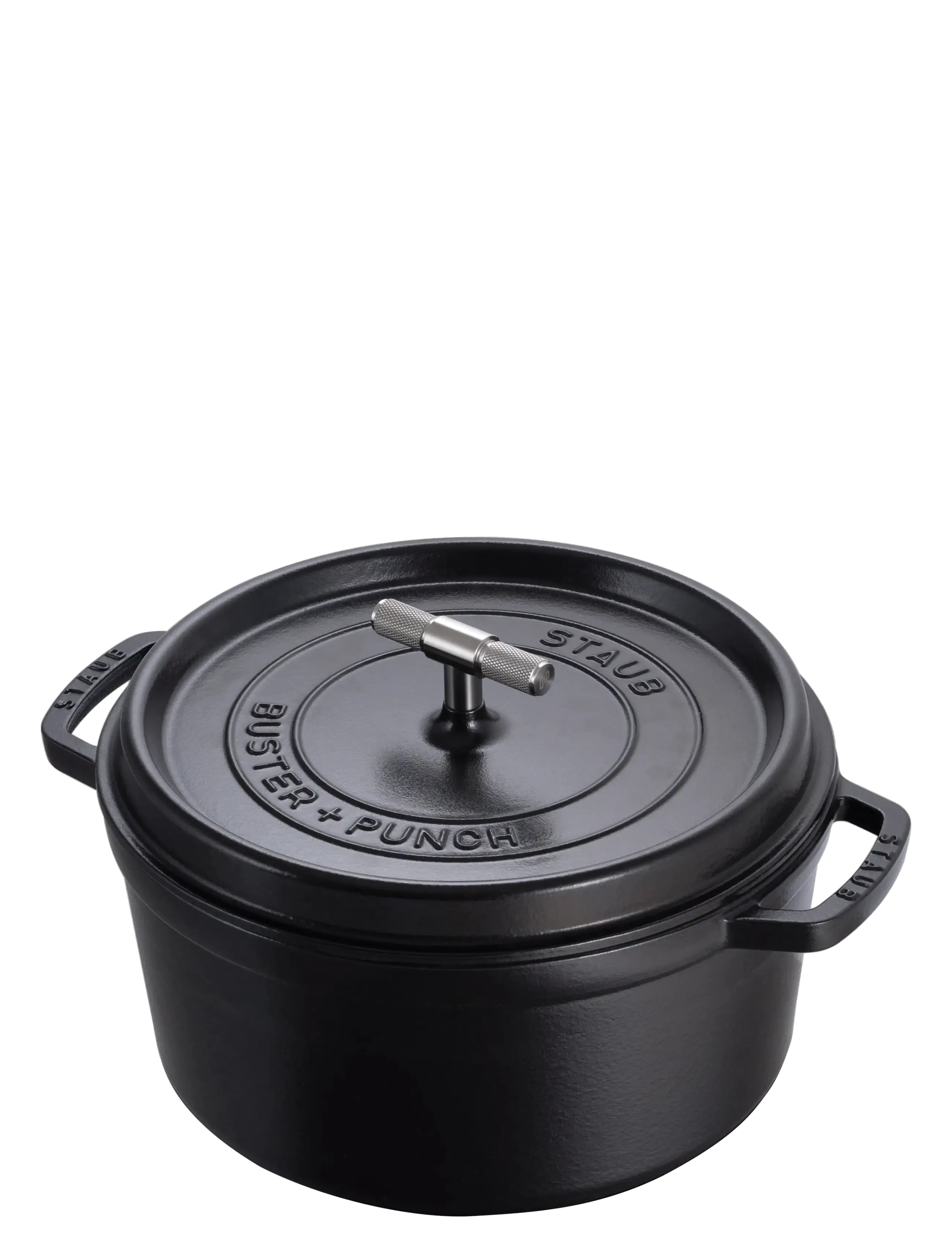 STAUB Buster Punch gryta 28 cm, 5,2 L i svart med rostfritt handtag - Töpfe Saucenpfannen - BLACK / black
