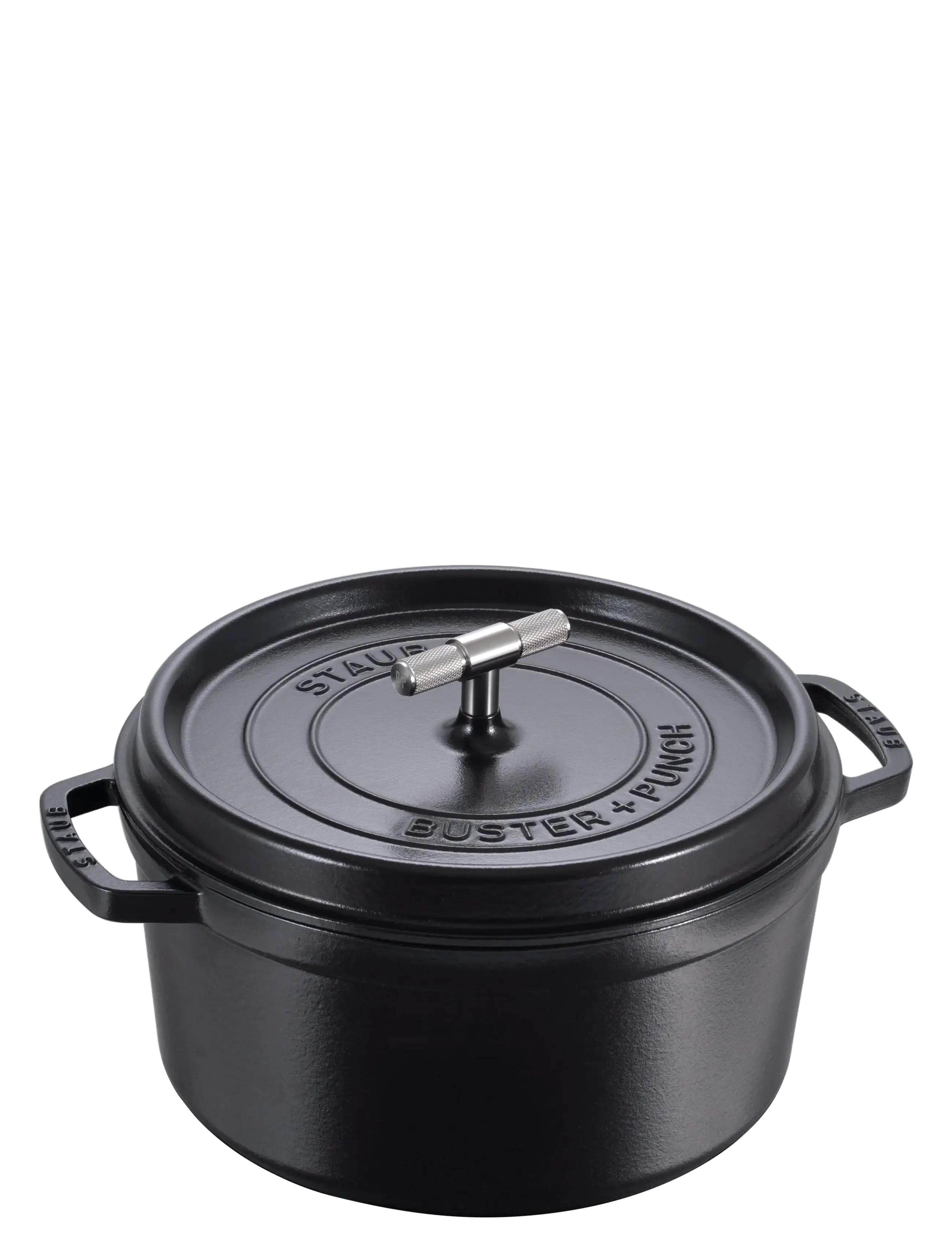 STAUB - Buster Punch gryta 28 cm, 5,2 L i svart med rostfritt handtag - gjutjärnsgrytor - black - 2