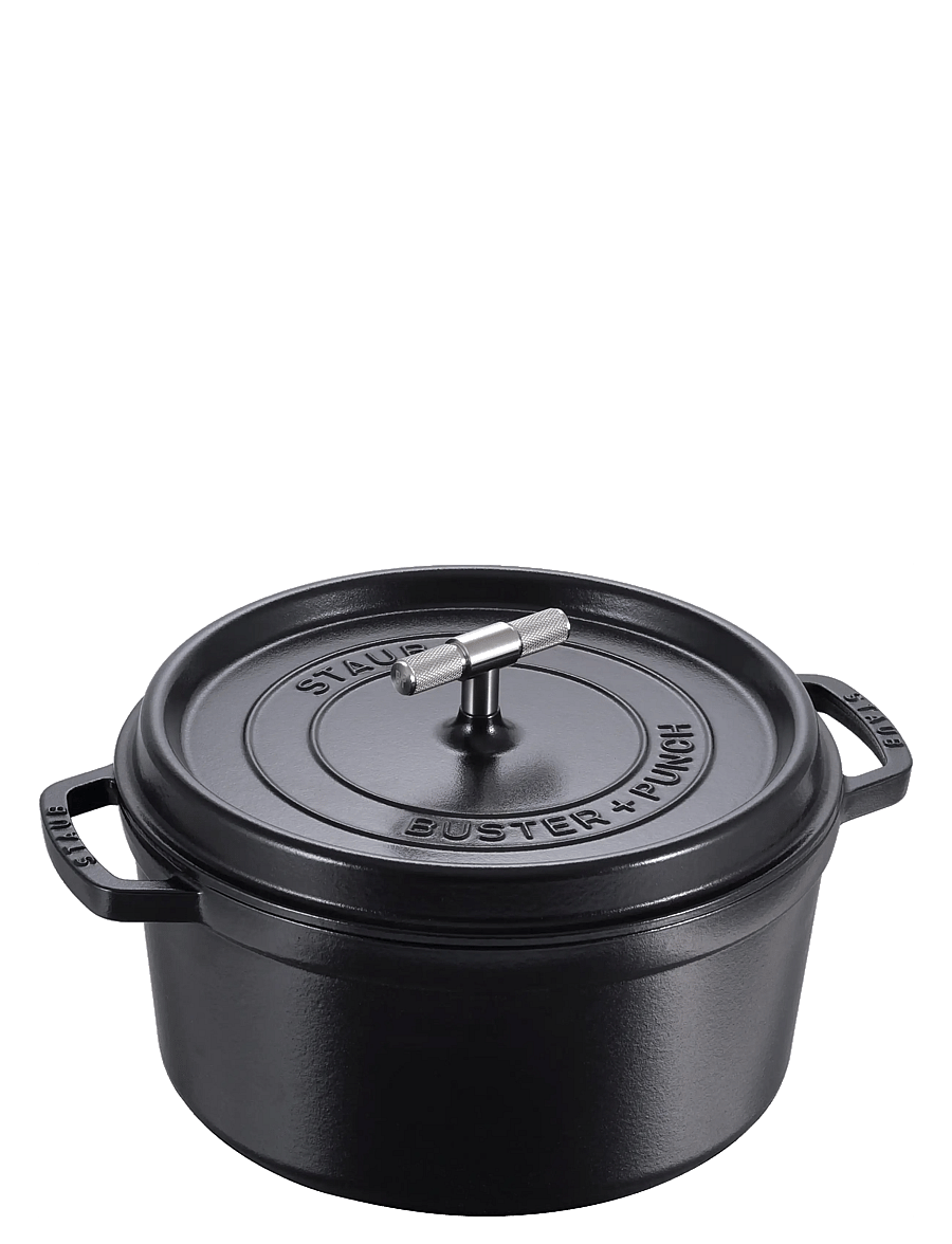 STAUB - Buster Punch gryta 28 cm, 5,2 L i svart med rostfritt handtag - støbejernsgryde - black - 2