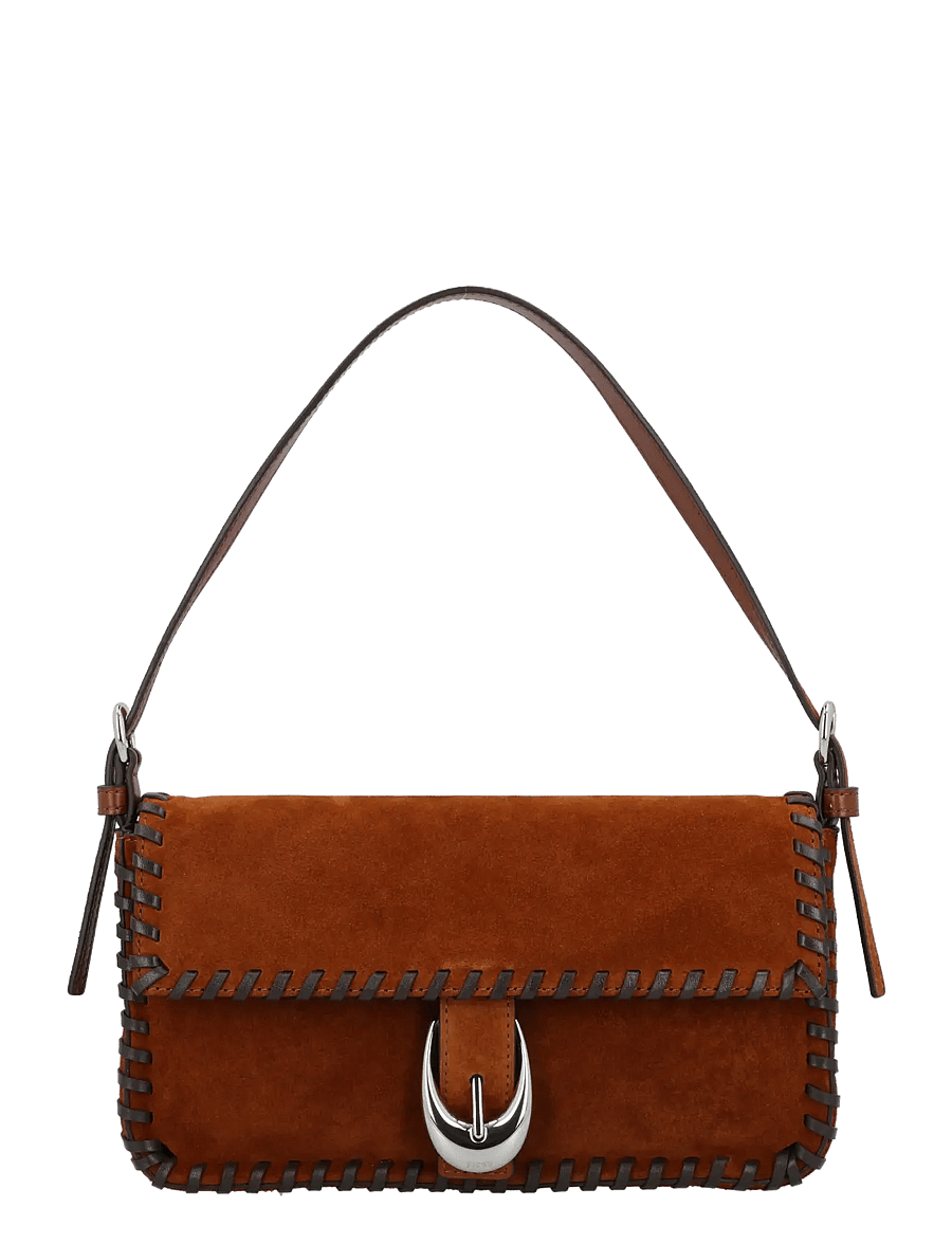 Staud - Harlow Suede Shoulder Bag - Õlakotid - brown - 0