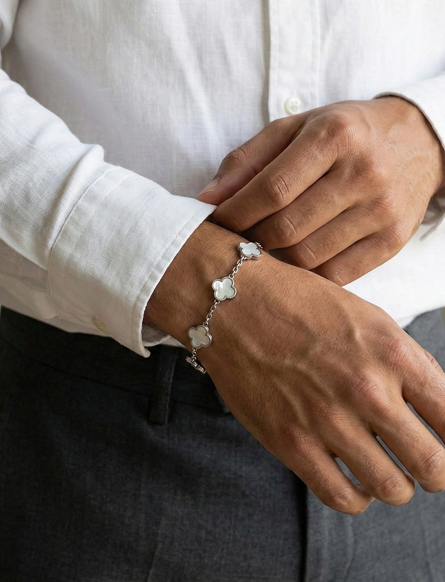 Steel & Barnett - Clover Bracelet - rokassprādzes - white - 0