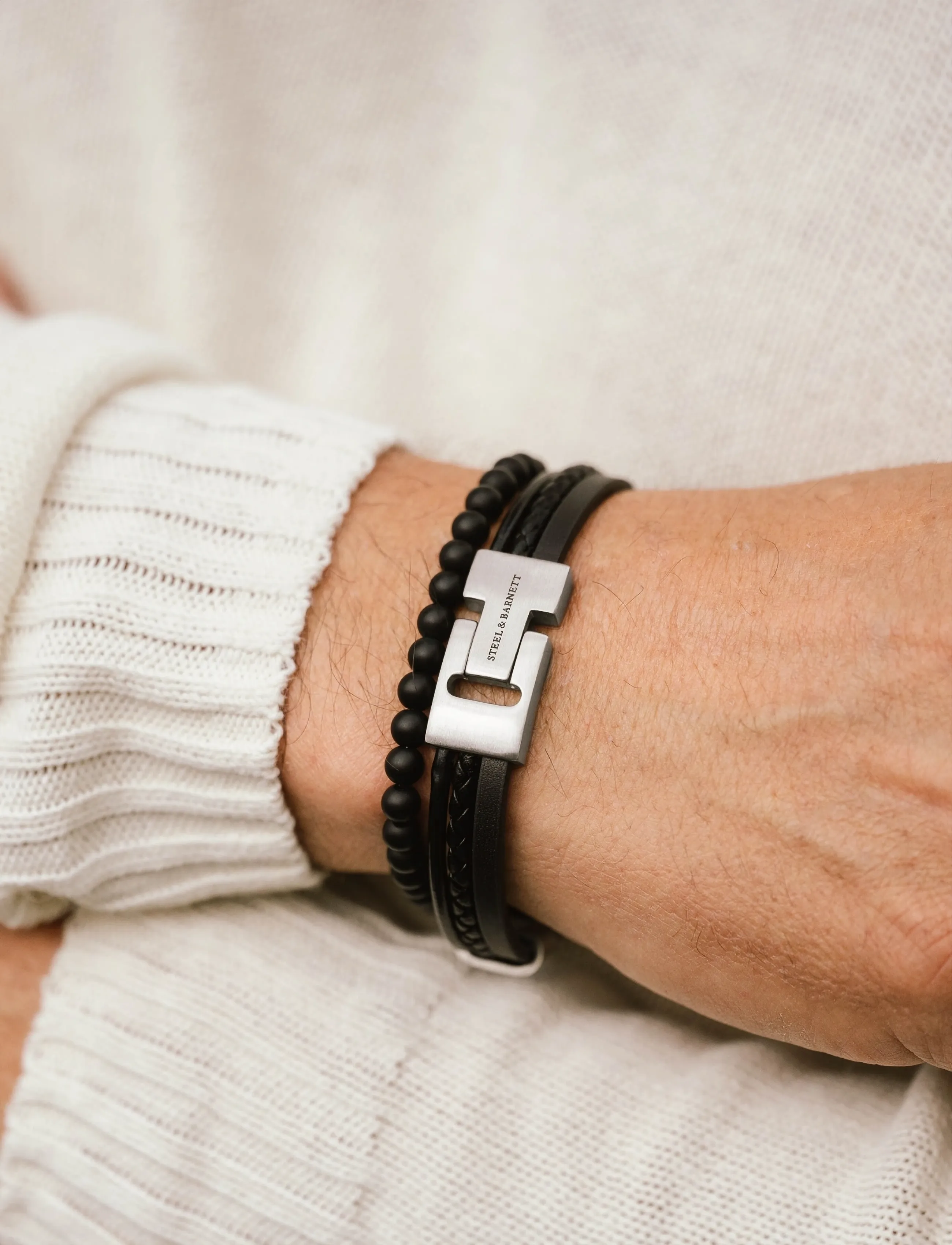 Steel & Barnett Casual Cole, S 18 - 19 cm, Jewellery, Schwarz Bracelets, Männerswear