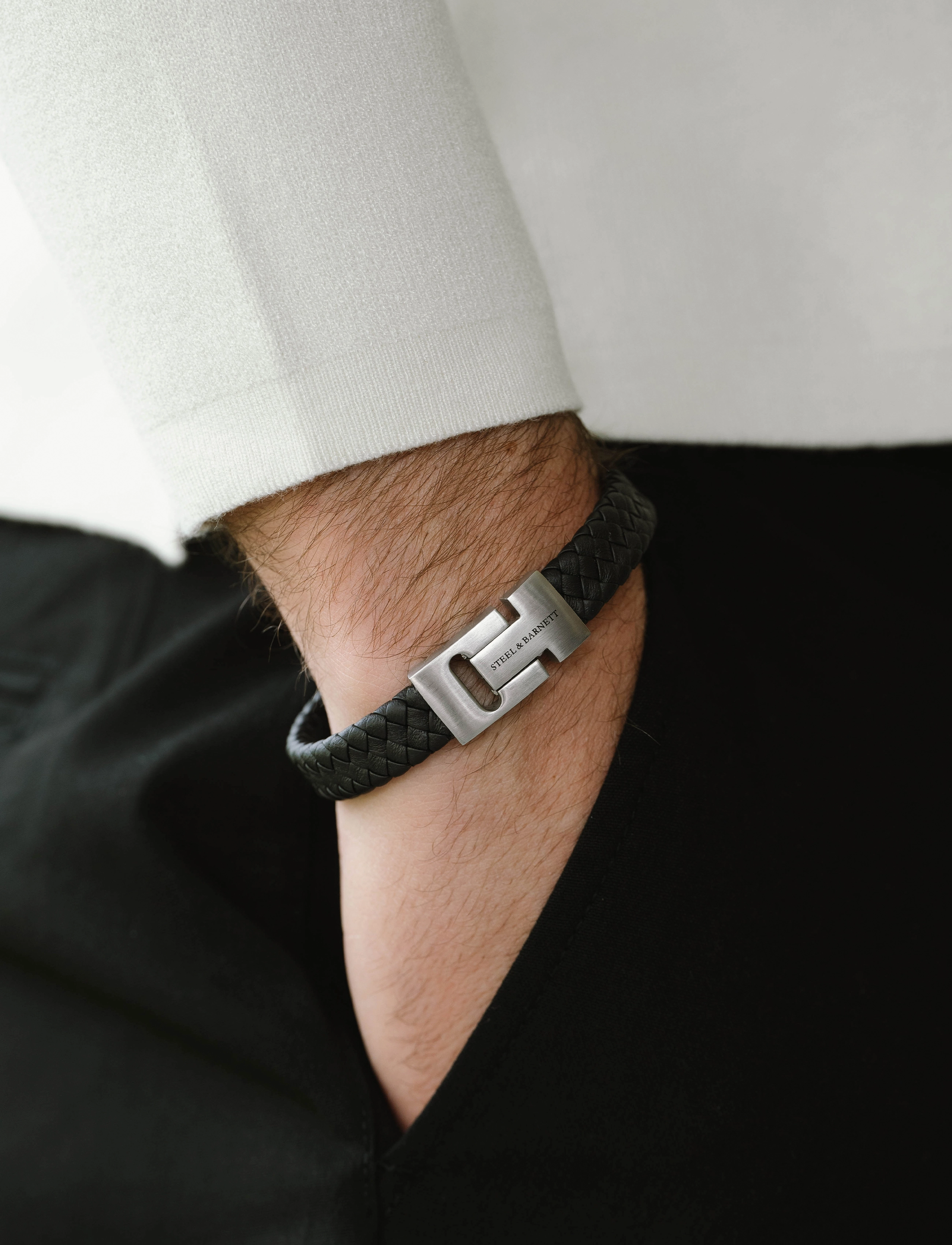 Steel & Barnett Harrisson, L 22 - 23 cm, Jewellery, Schwarz Bracelets, Männerswear