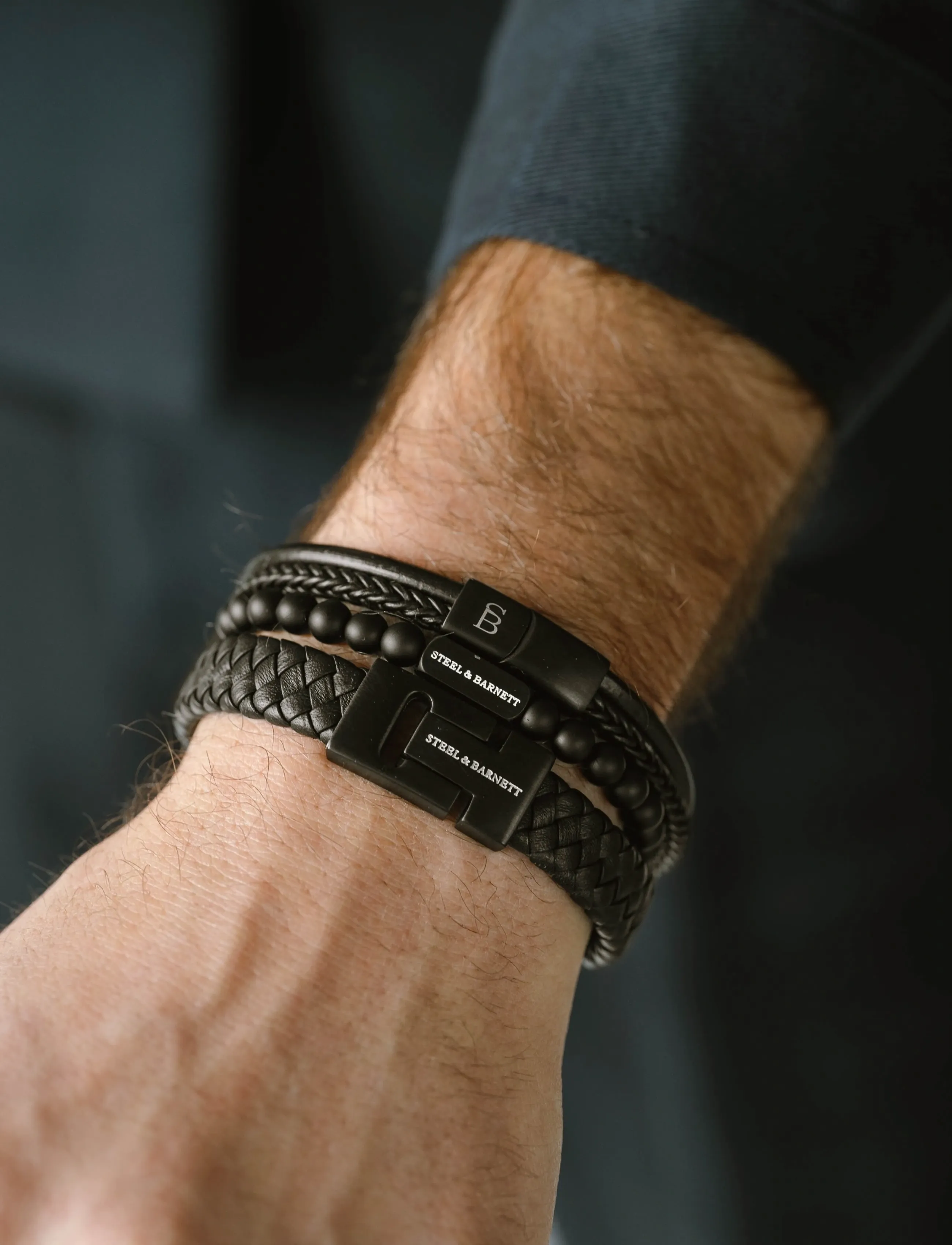 Steel & Barnett Harrisson, L 22 - 23 cm, Black, Smykker > Armbånd, Herre