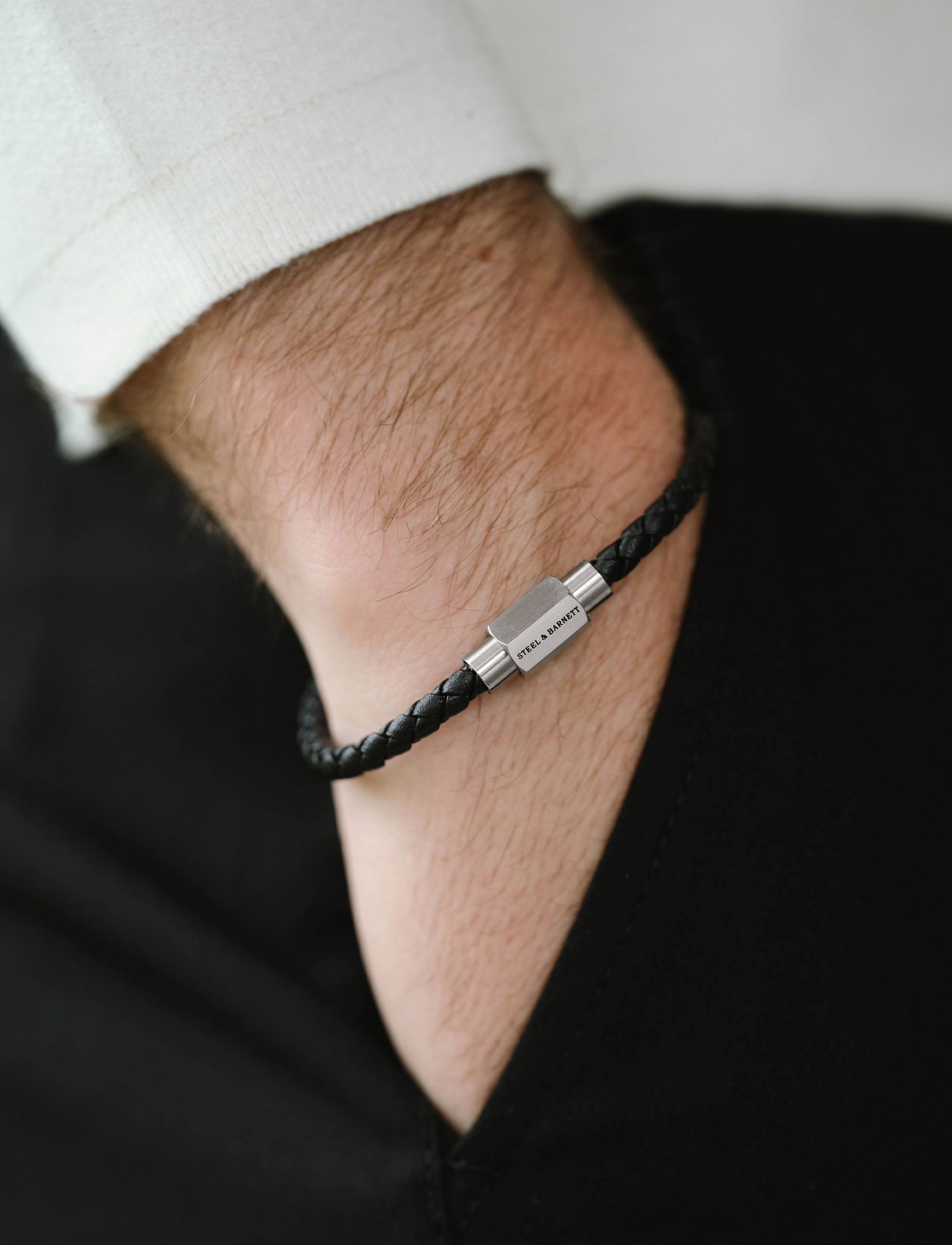 Steel & Barnett Luke Landon, L 22 - 23 cm, Jewellery, Schwarz Bracelets, Männerswear
