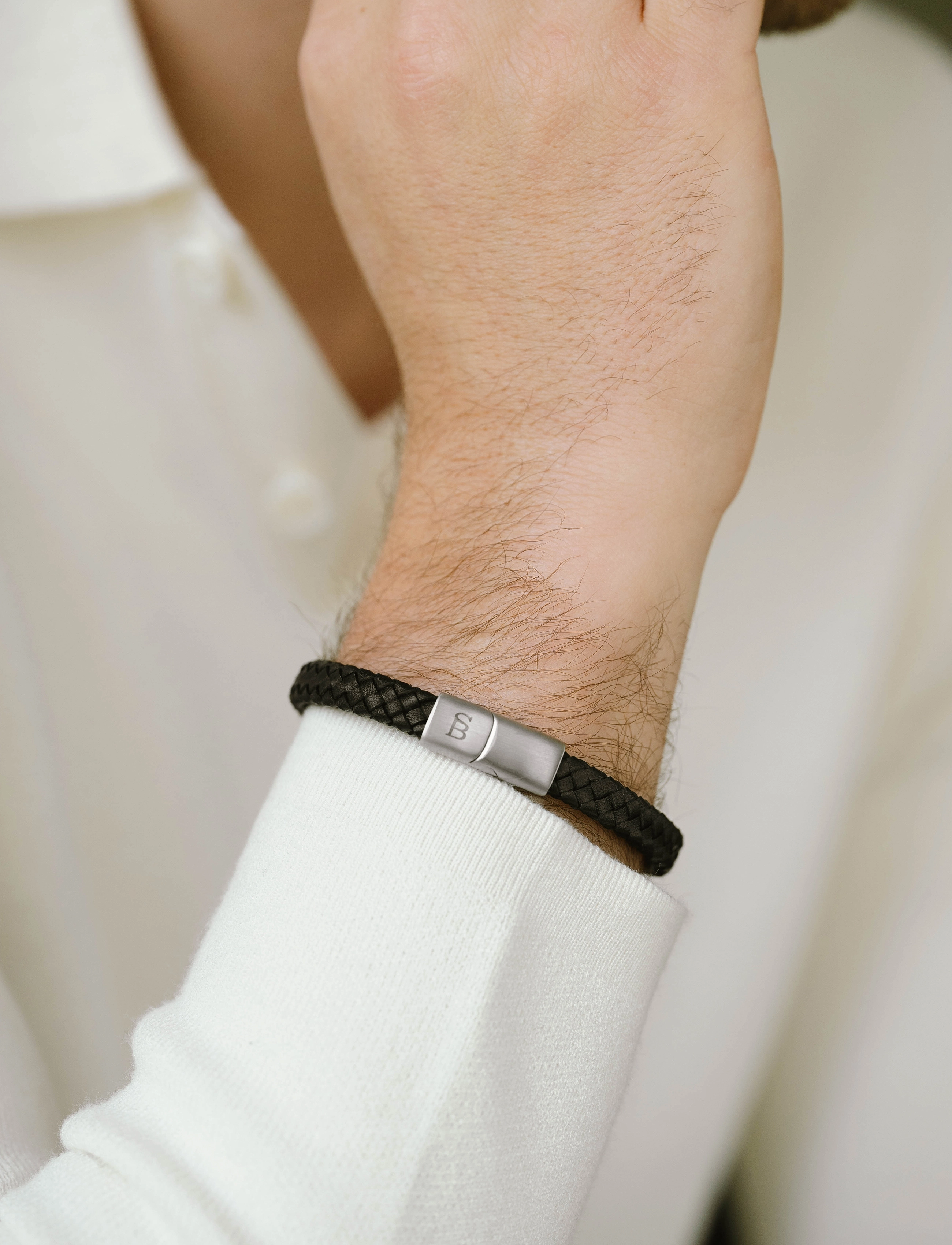 Steel & Barnett Riley, M 20 - 21 cm, Jewellery, Schwarz Bracelets, Männerswear