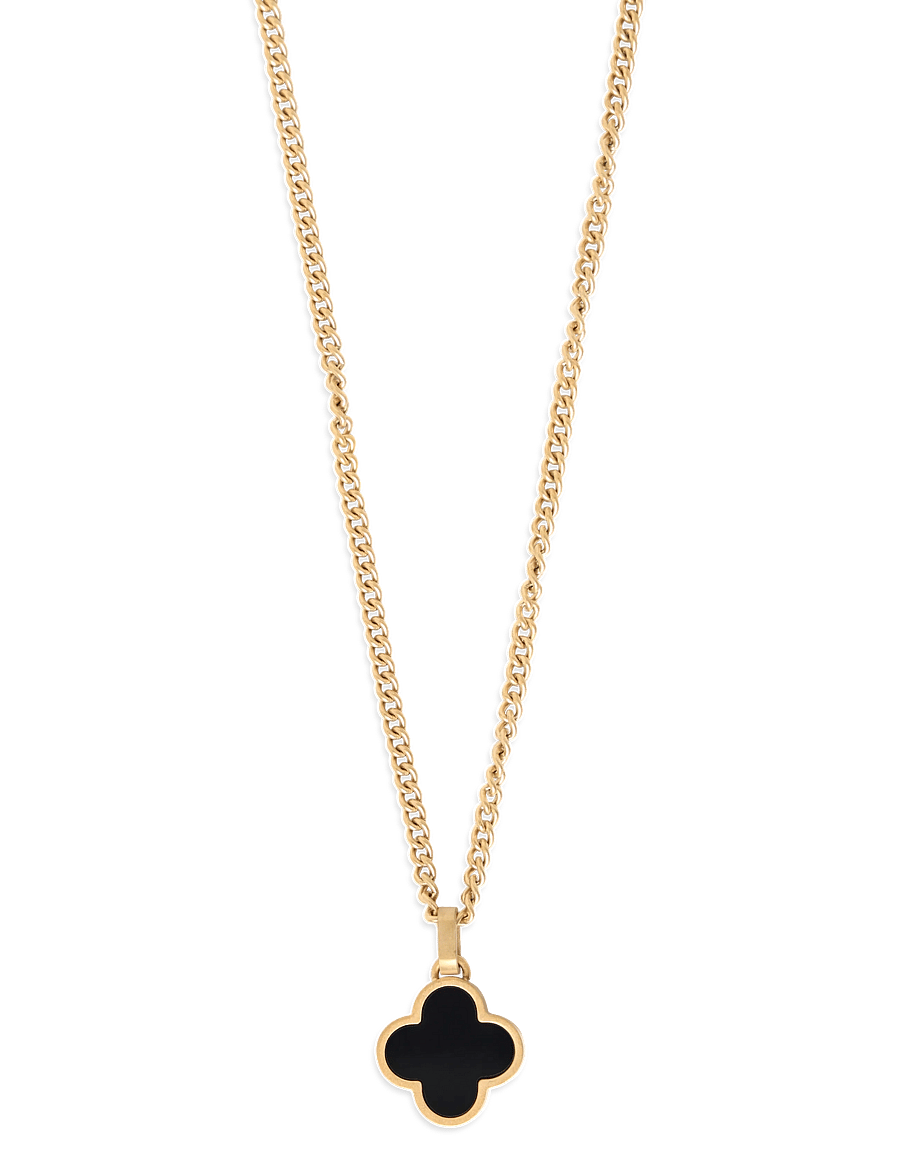 Steel & Barnett - Clover Necklace - halsketten - gold black - 1