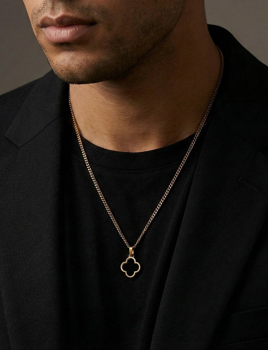 Steel & Barnett - Clover Necklace - halsband - gold black - 0
