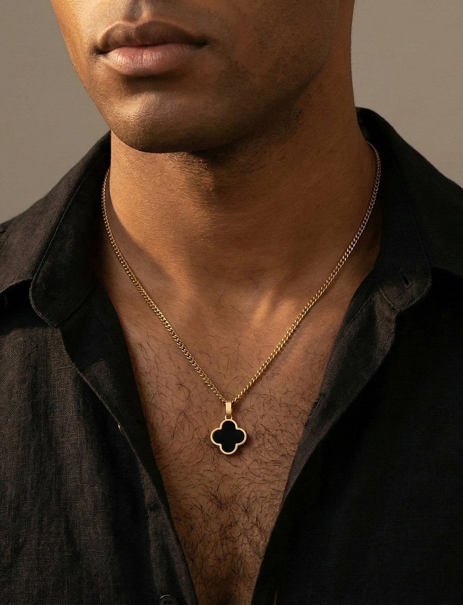 Steel & Barnett - Clover Necklace - halsband - gold black - 2