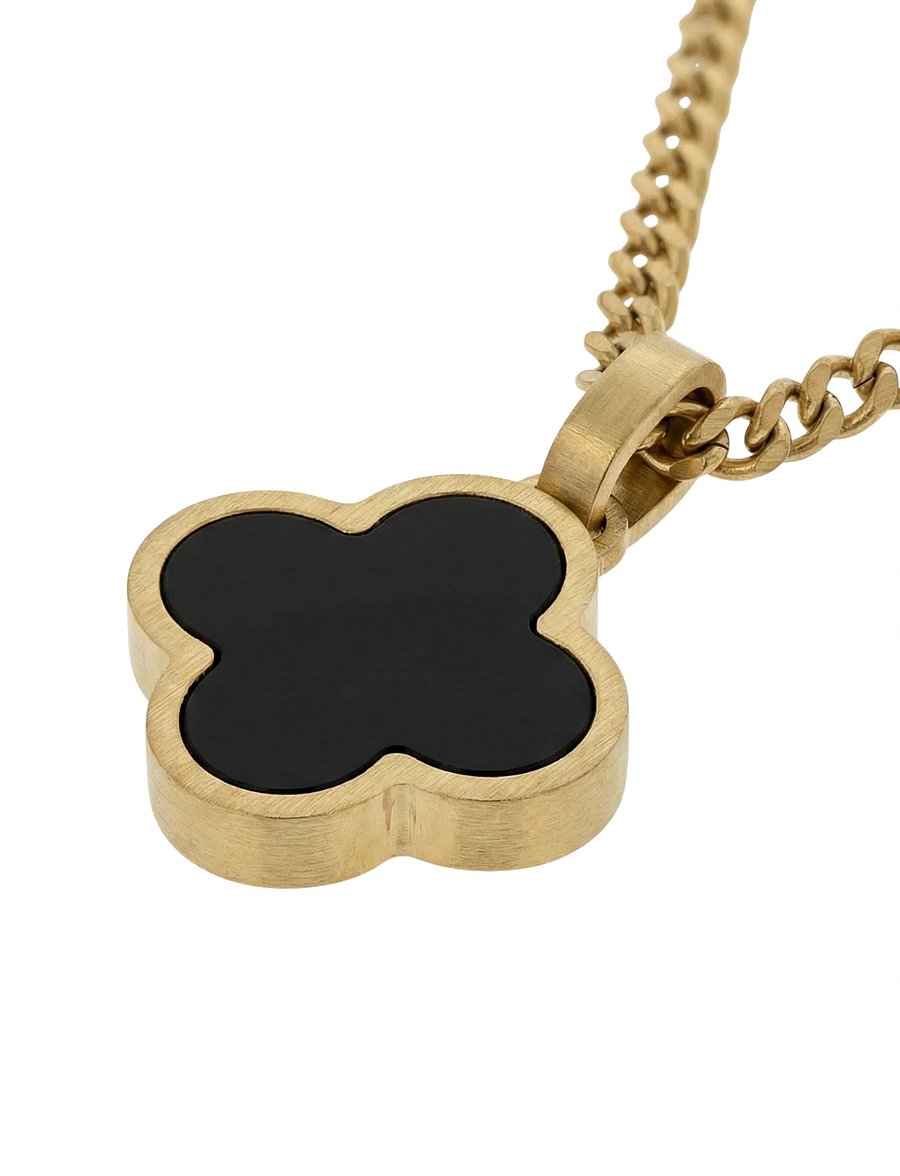 Steel & Barnett - Clover Necklace - halsband - gold black - 4