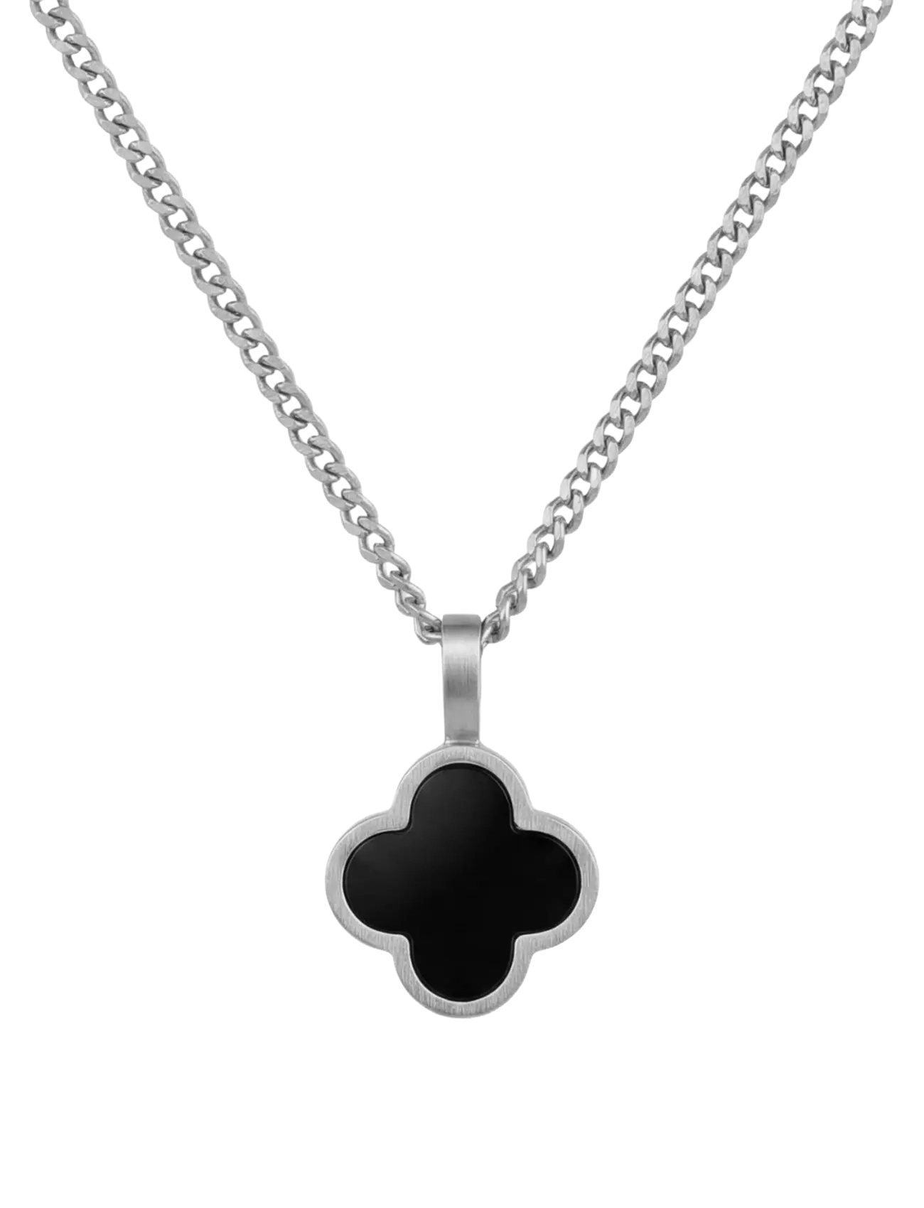 Steel & Barnett Clover Necklace - Fylgihlutir - SILVER BLACK / silver