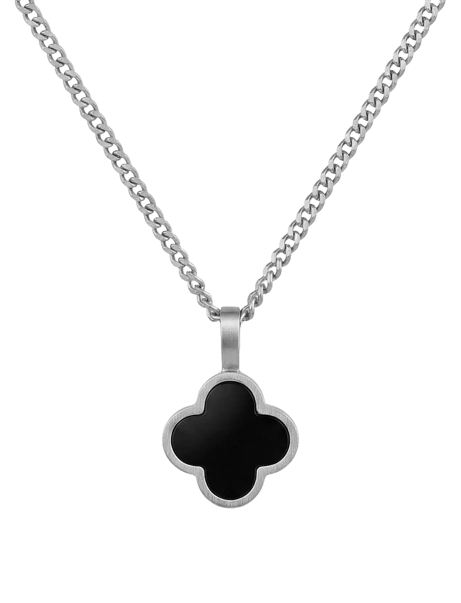 Steel & Barnett - Clover Necklace - halsband - silver black - 1