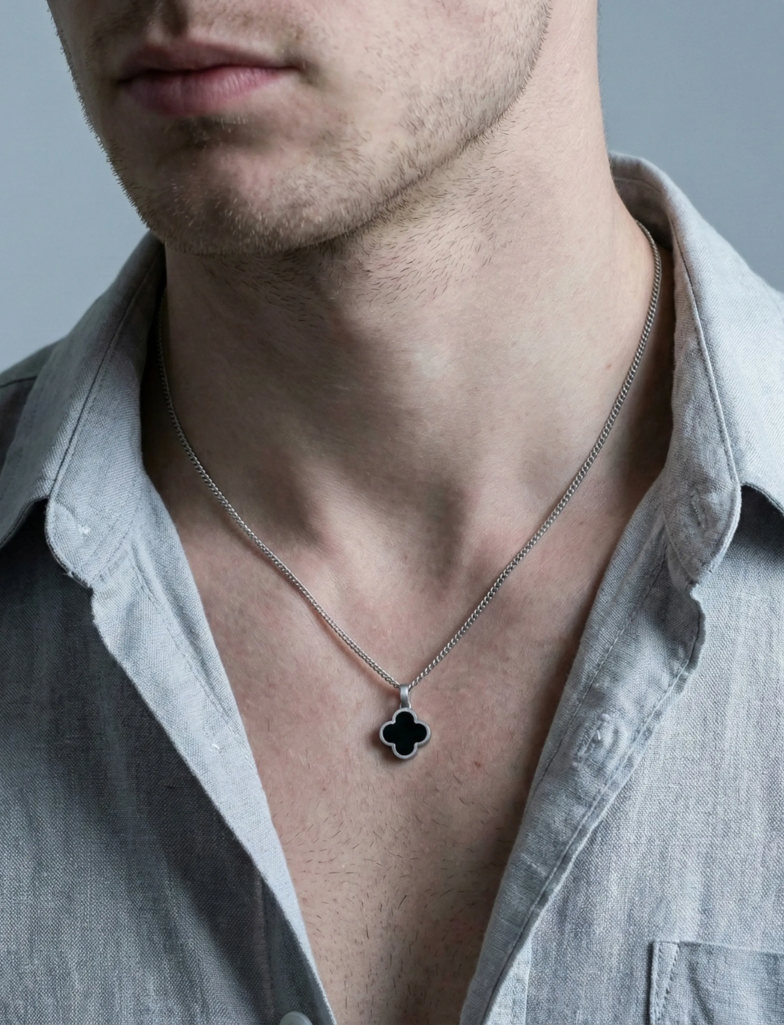 Steel & Barnett Clover Necklace, Mænd, Kløver Halskæde, Sølv, Str: ONE SIZE 60 - 70 cm