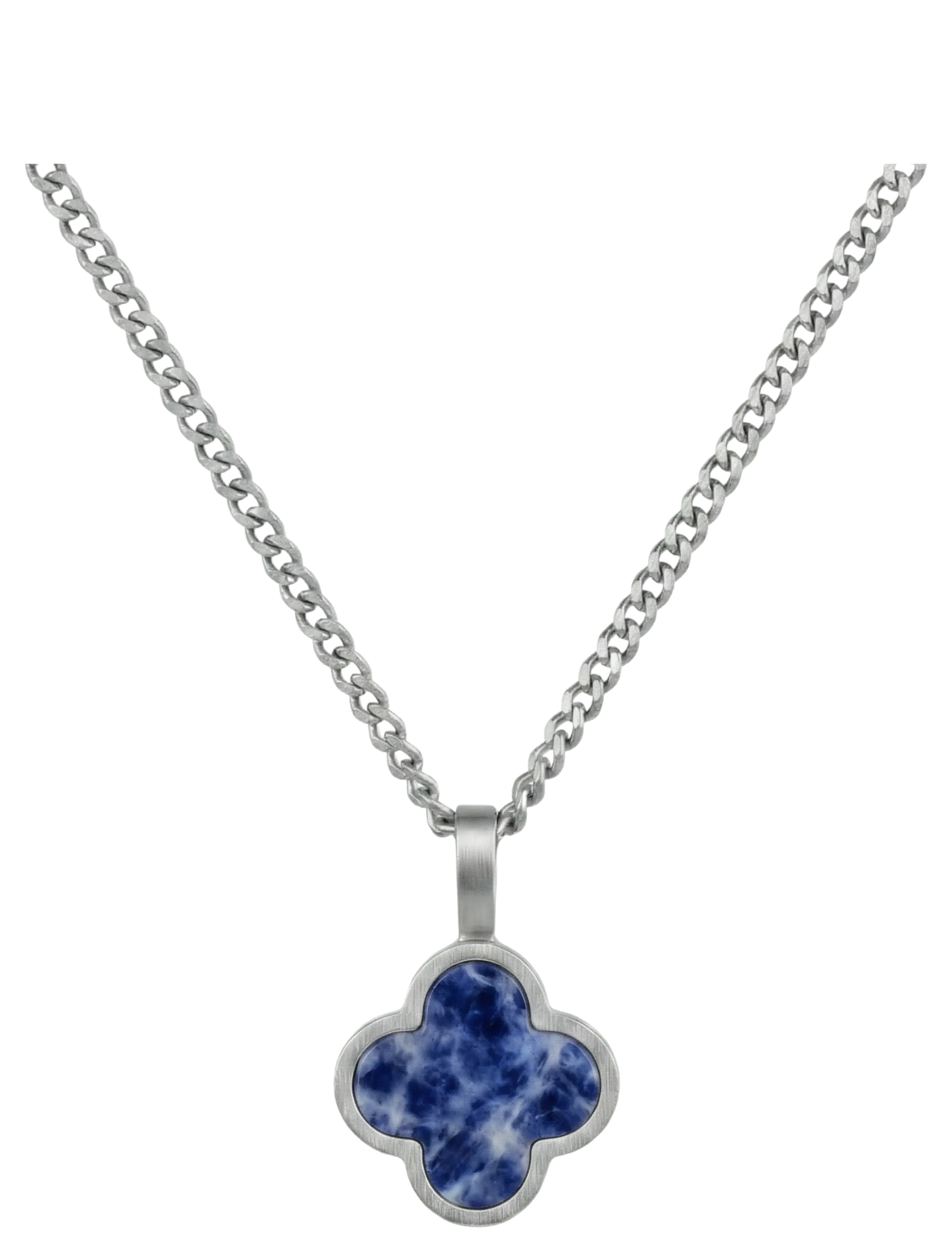Steel & Barnett Clover Necklace - Fylgihlutir - SILVER BLUE / silver