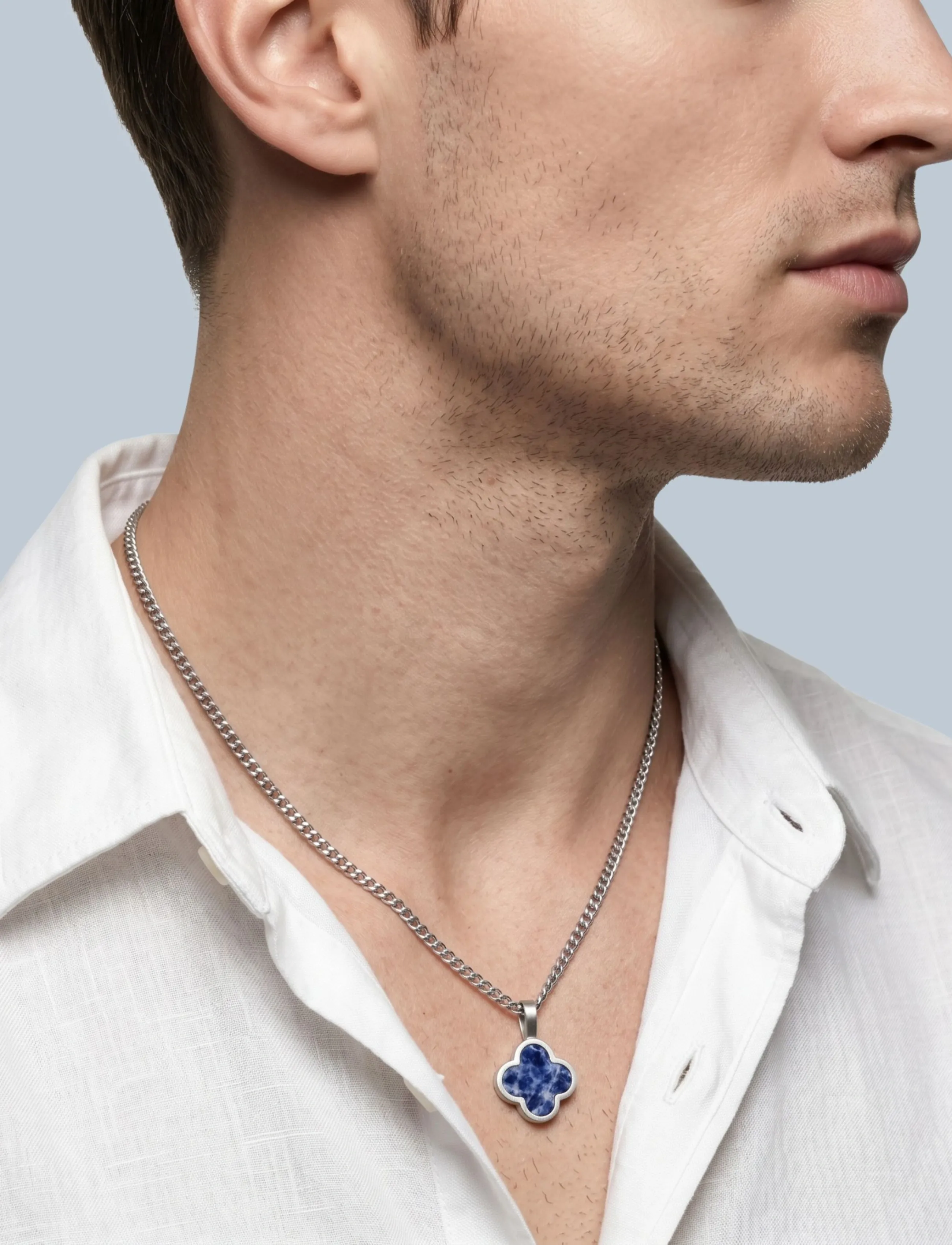 Steel & Barnett Clover Necklace, One Size 60 - 70 cm, Silver, Smykker > Halskæder, Herre
