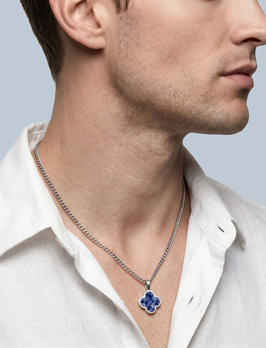 Steel & Barnett - Clover Necklace - halsband - silver blue - 0