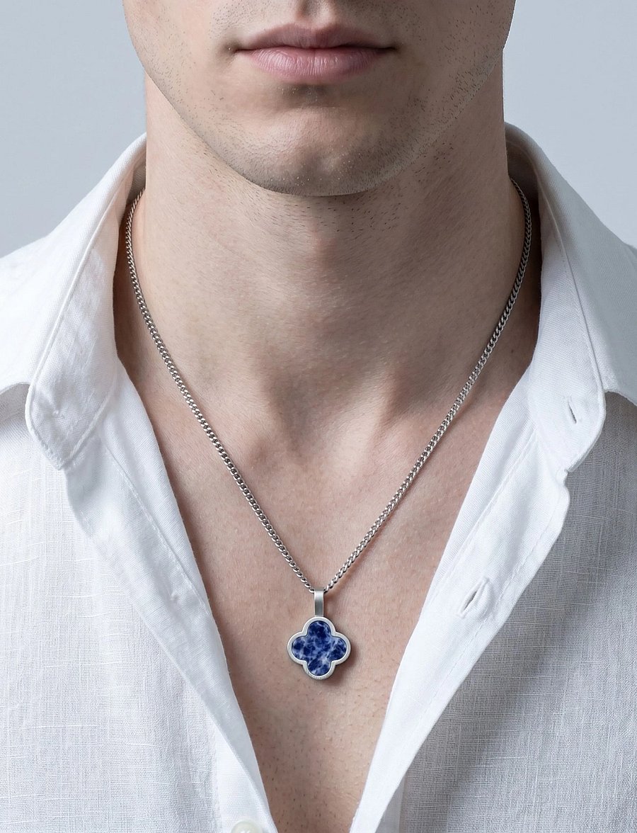Steel & Barnett - Clover Necklace - halsband - silver blue - 2